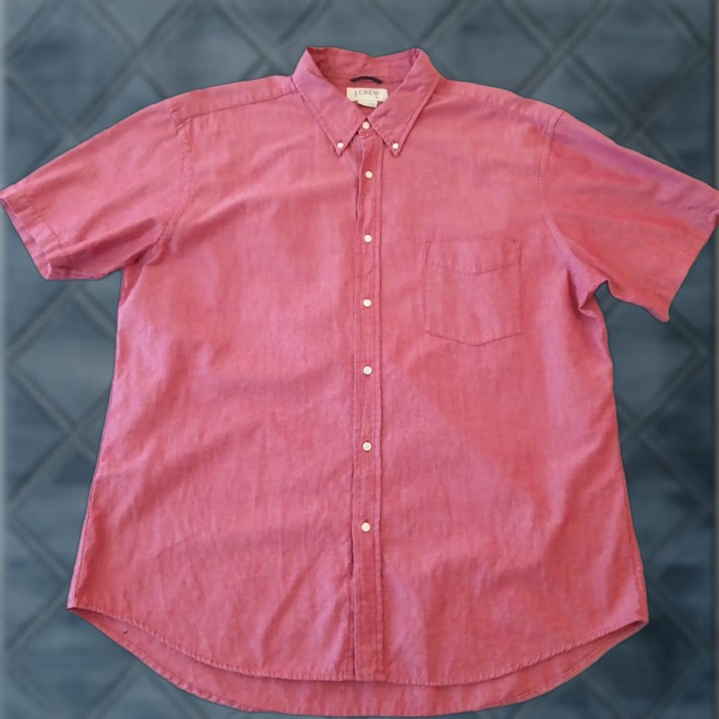 J.Crew J.Crew Shirt Mens XL Red Short Sleeve Button-Down Cotton Size US XL / EU 56 / 4 - 1 Thumbnail