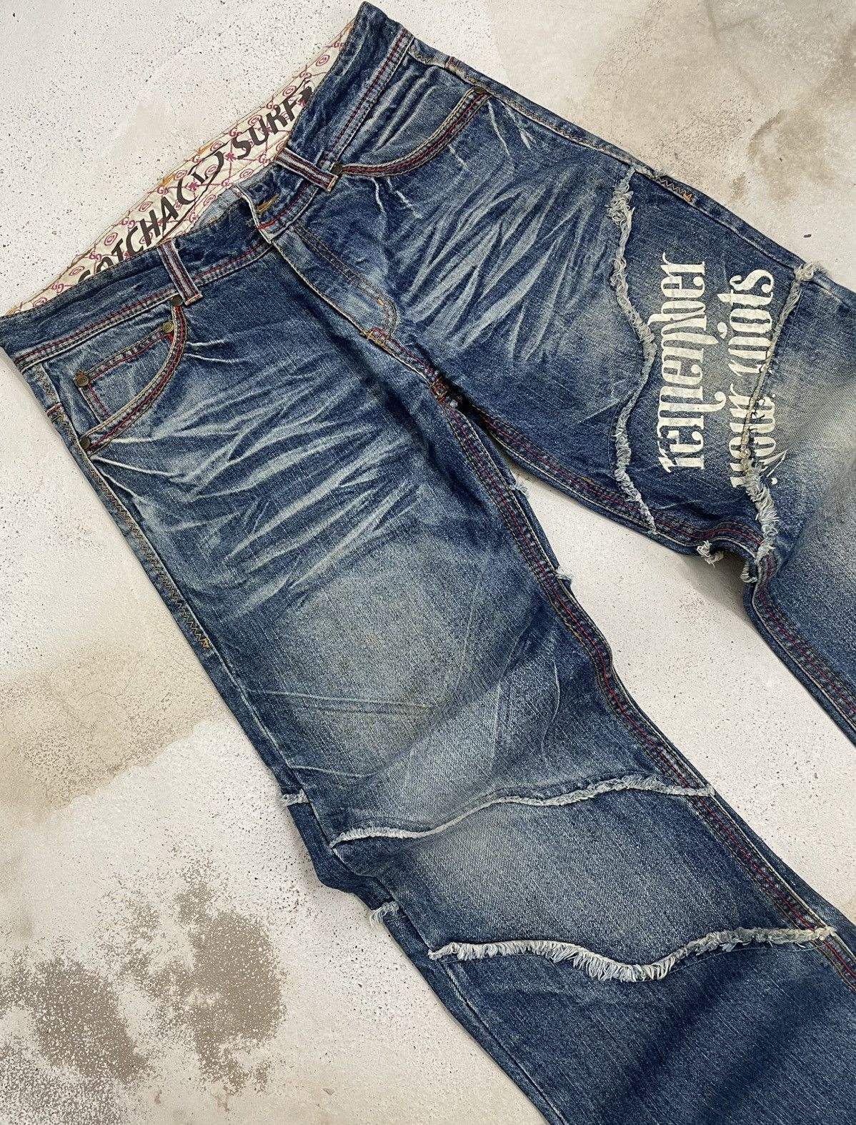 Japanese Brand Vintage 90’s Sur Wear Gotcha Famous Remember Our Roots Denim Size US 33 - 4 Thumbnail