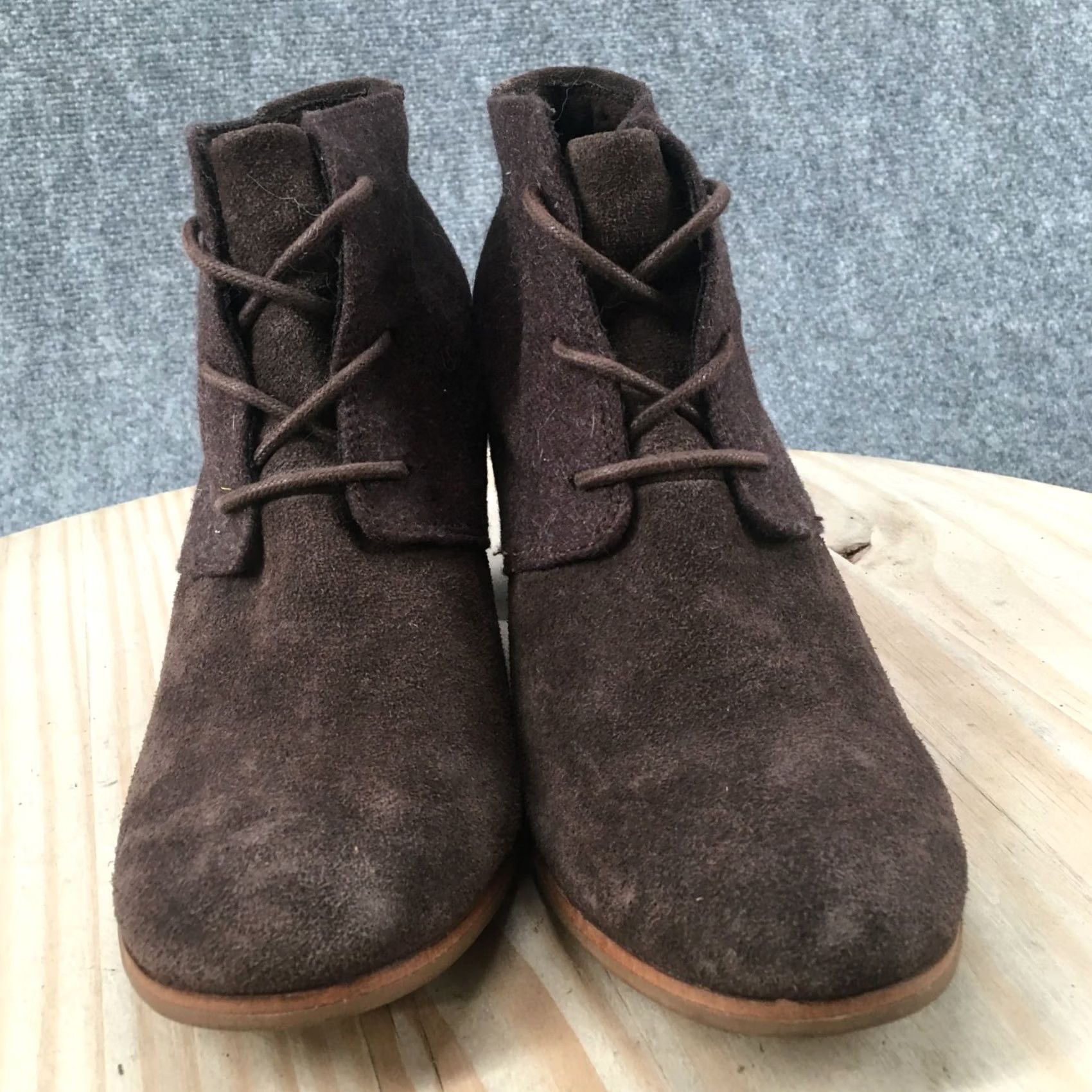 Toms TOMS Boots Womens 9.5 Desert Lace Up Block Heels Ankle Booties Brown Fabric Boots Casual Size US 10 / IT 40 - 6 Thumbnail