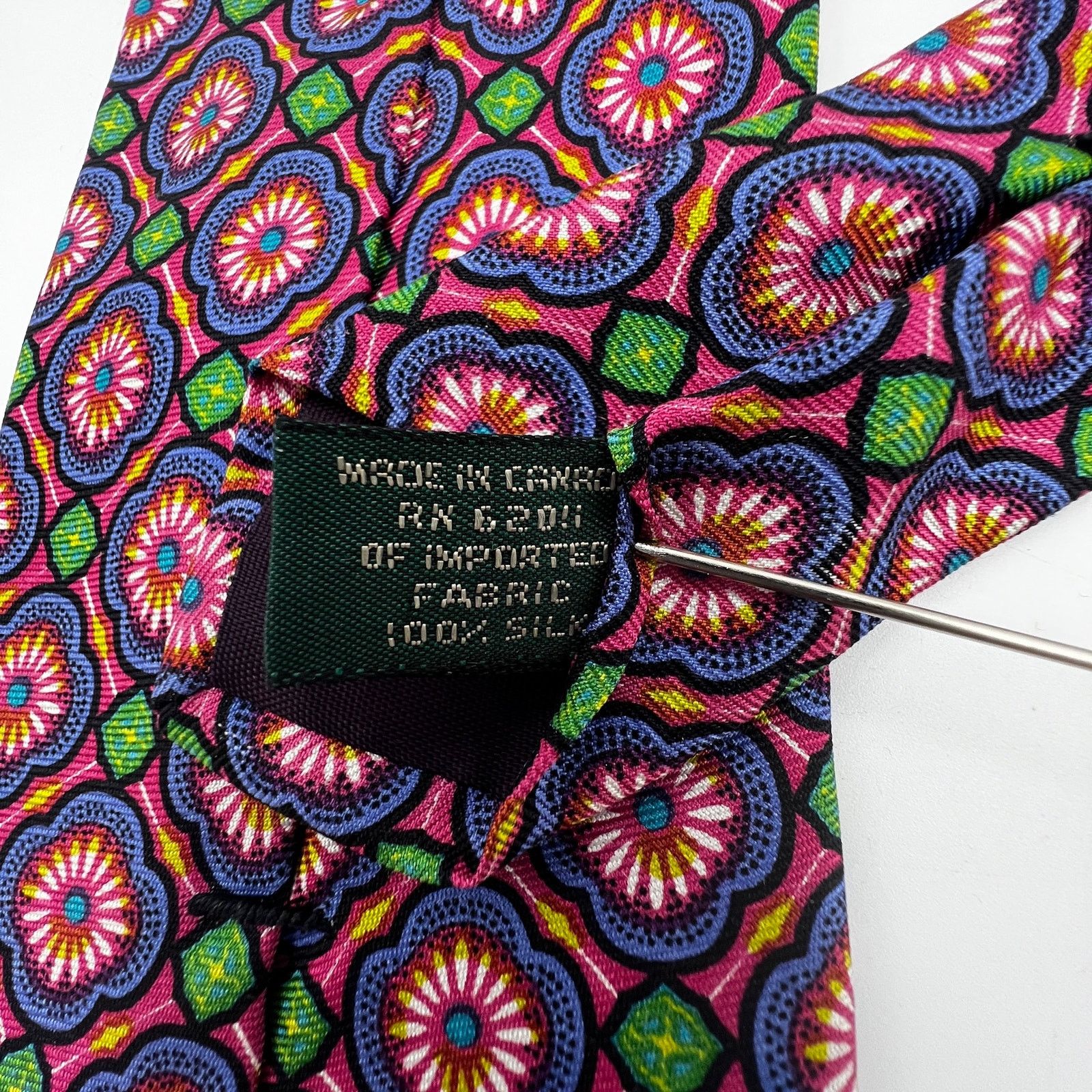 J.Crew × Vintage J. Crew Silk Foulard Print Tie Pink Vintage Pink Purple Size ONE SIZE - 4 Thumbnail