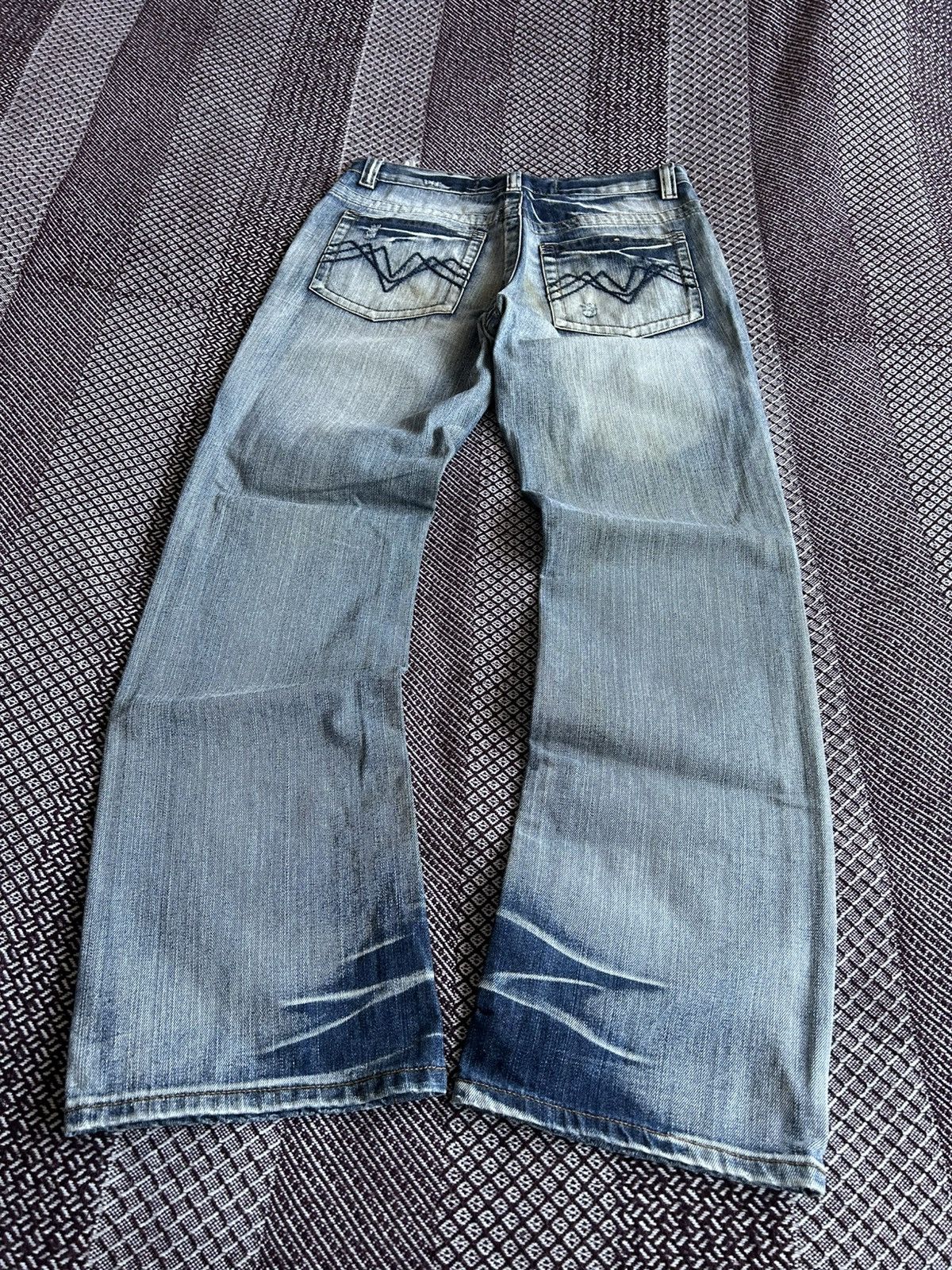 Japanese Brand Fishbone Japanese Style Faded Washed Jeans Y2K Size 33 Rare Size US 33 - 3 Thumbnail