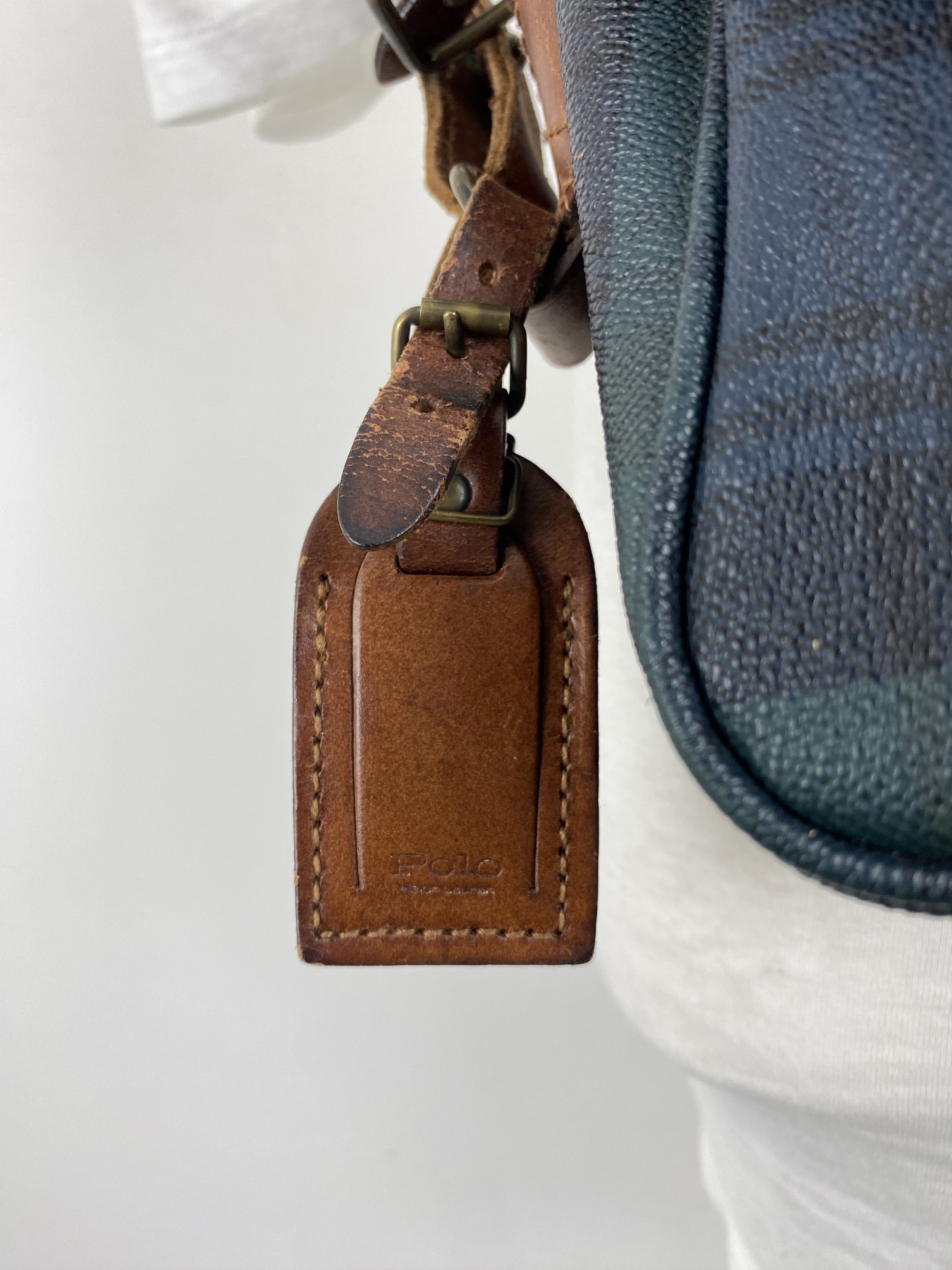 Polo Ralph Lauren × Vintage Vintage 90s Polo RL Plaid Blackwatch Leather Bag BG0108 Size ONE SIZE - 2 Thumbnail