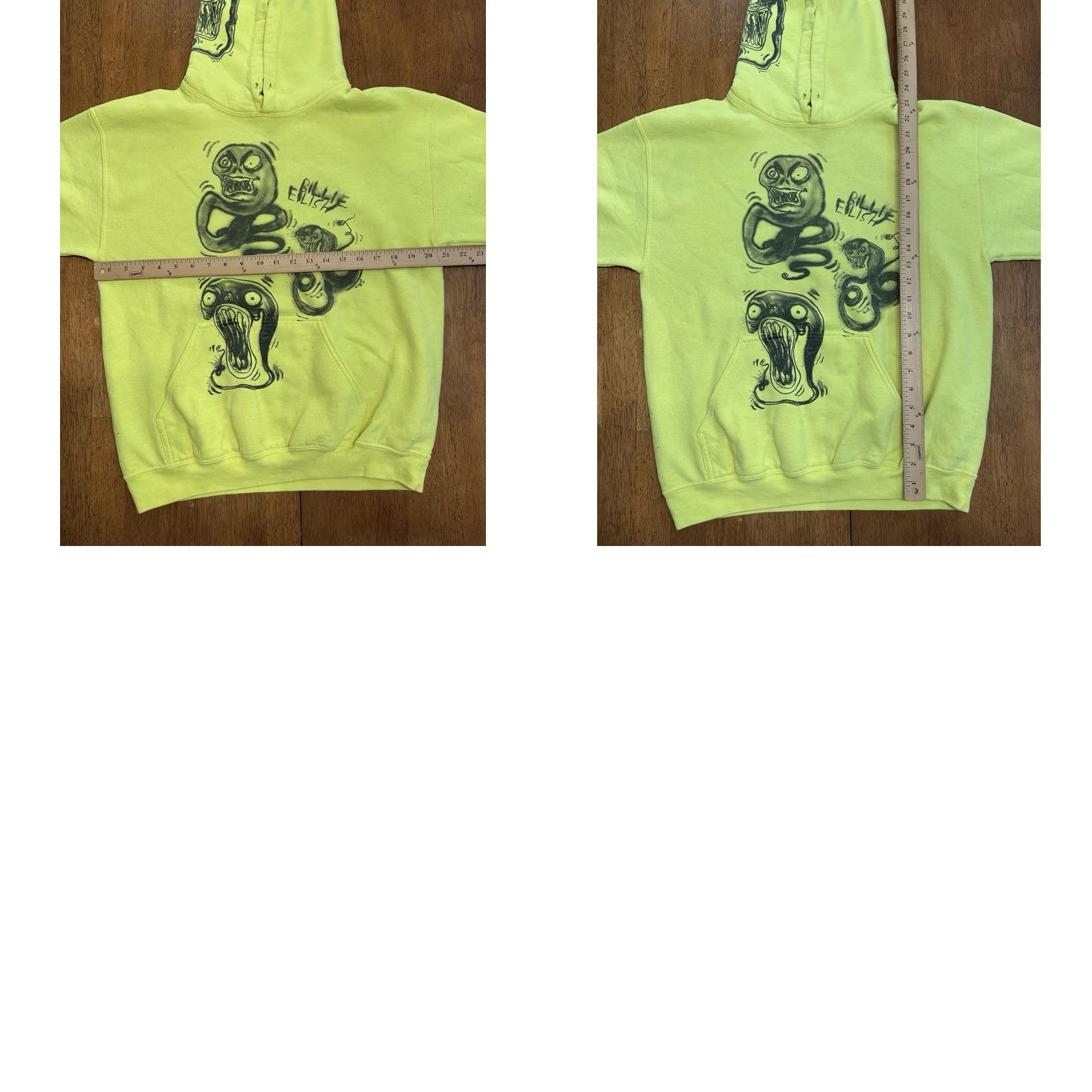 Vintage Billie Eilish Shirt Mens M Yellow World Tour Hoodie Sweatshirt Concert Graffiti Air Brush Size US M / EU 48-50 / 2 - 8 Thumbnail