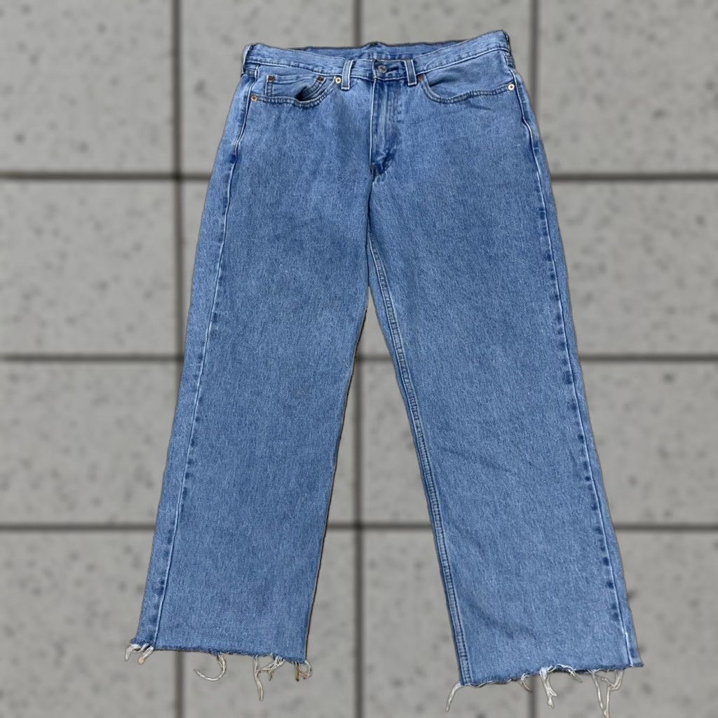 Levi's VINTAGE Levi's 550 Jeans Men 34x32 Hip Hop Streetwear Blue Denim Fringe 27in 5-Pocket Mens Jeans Regular Straight Size US 34 / EU 50 - 1 Thumbnail