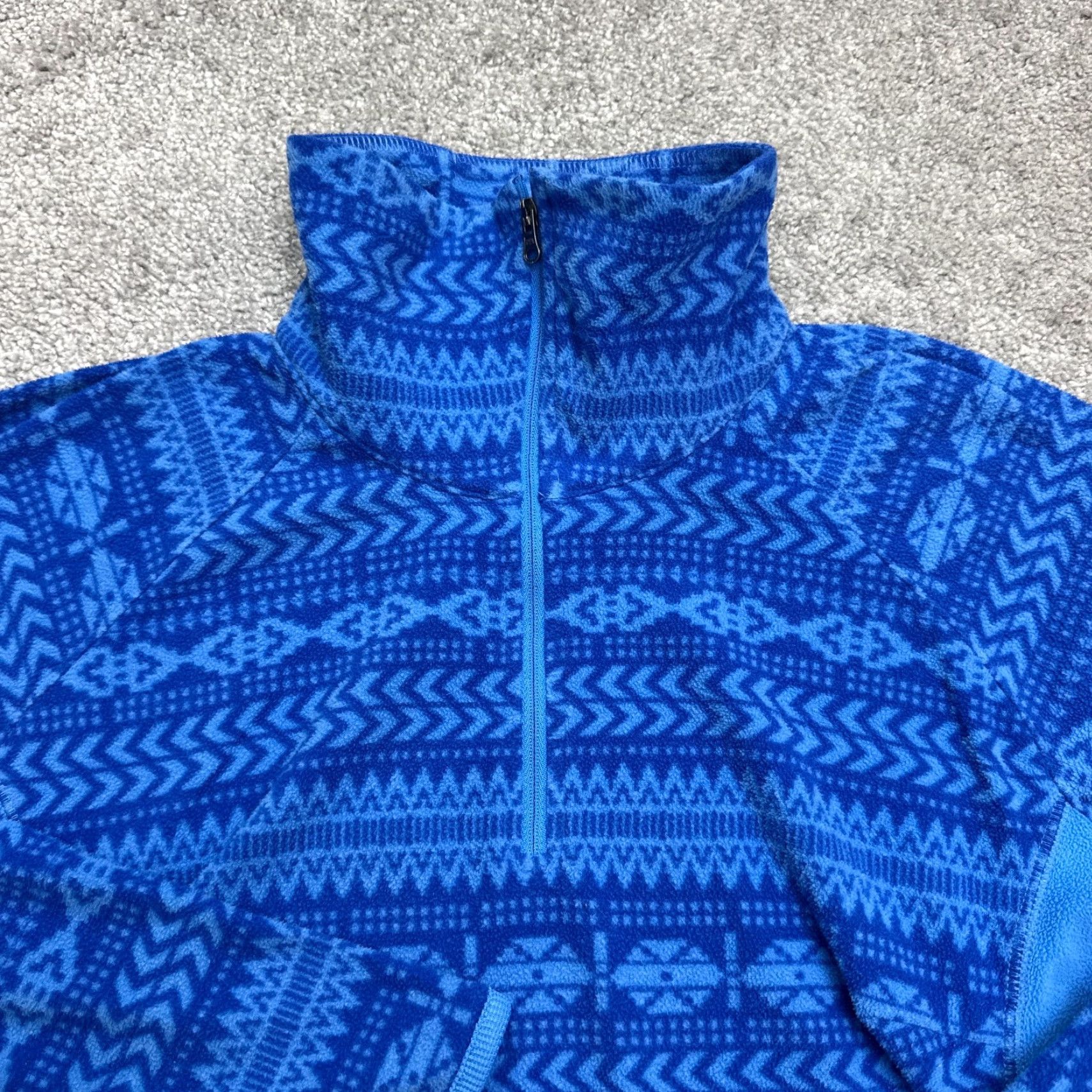 Vintage Columbia Sweatshirt Womens Medium Blue Geometric Aztec 1/4 Zip Pullover Jacket Size M / US 6-8 / IT 42-44 - 3 Thumbnail