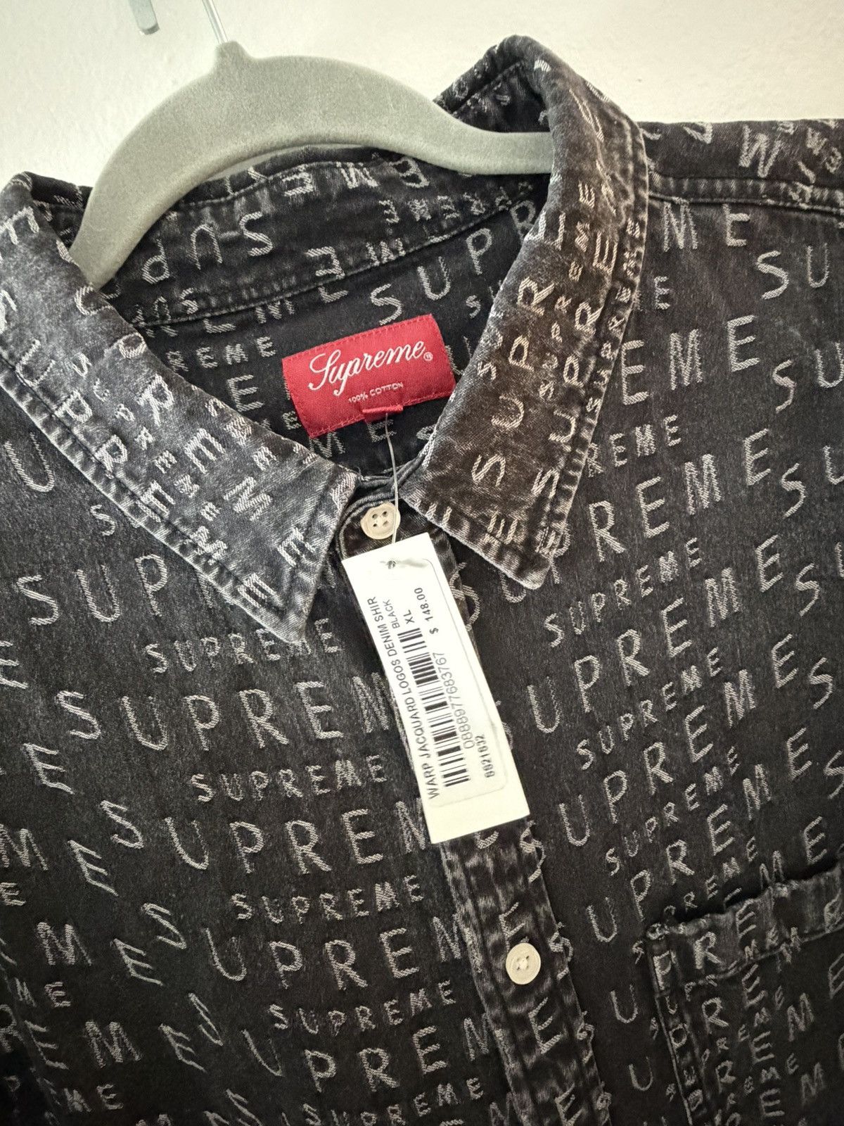 Supreme Supreme Warp Jacquard Logo Denim Shirt XL Size US XL / EU 56 / 4 - 5 Thumbnail