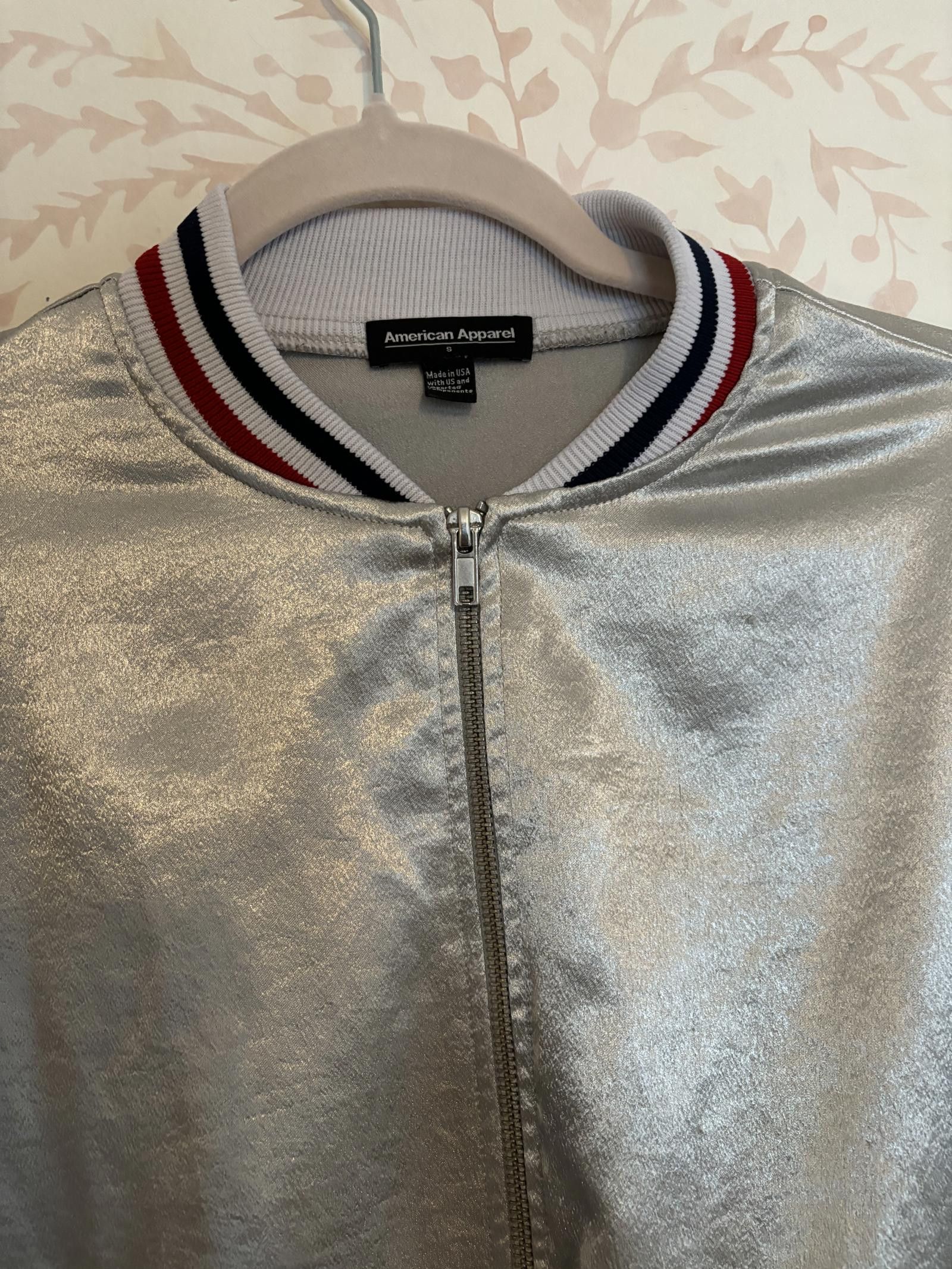 American Apparel Y2K Unisex American Apparel Silver Metallic Bomber Jacket Size S / US 4 / IT 40 - 5 Thumbnail