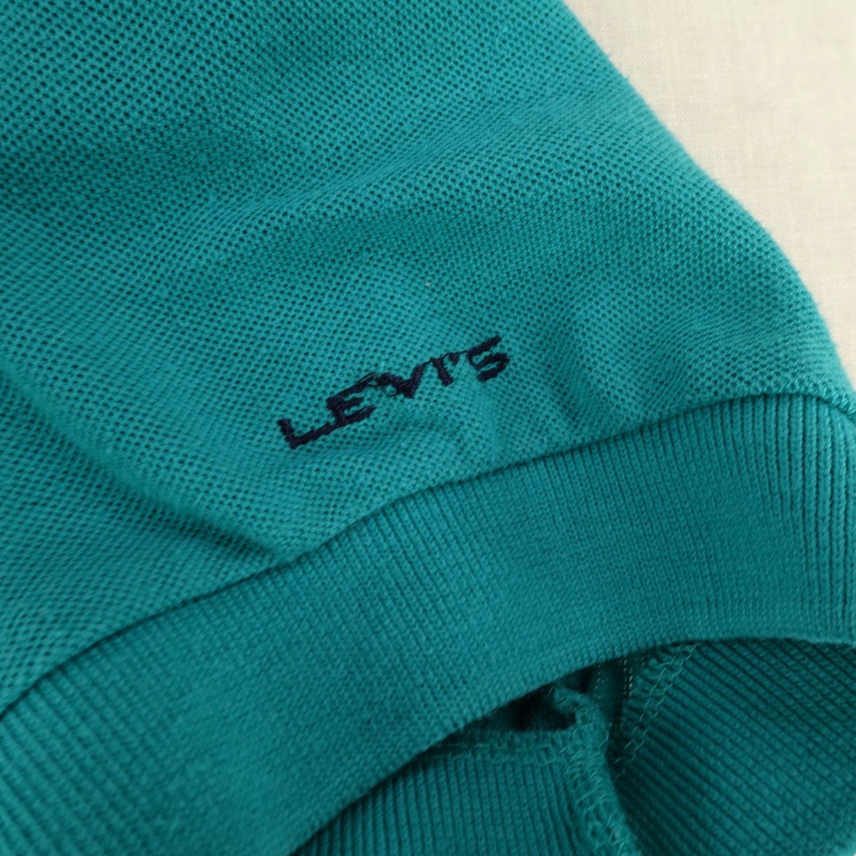 Levi's VINTAGE Levis Polo Shirt Small Mens Blue Teal Short Sleeve Logo Rugby 90s 1991 Size US S / EU 44-46 / 1 - 5 Thumbnail