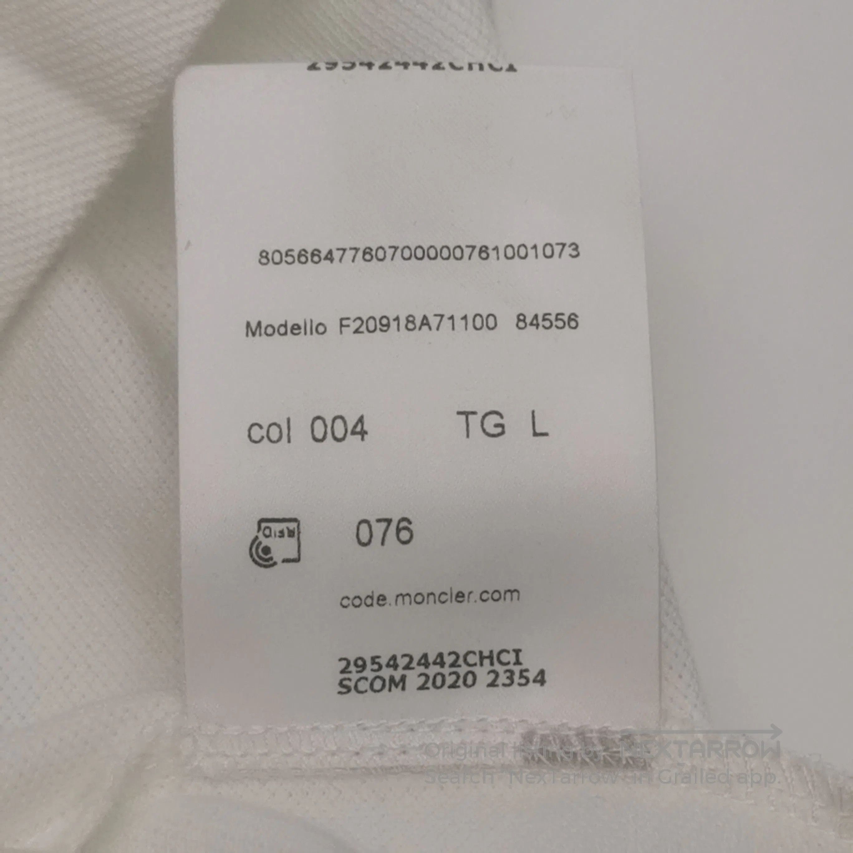 Moncler Moncler L Size White Cotton Polo Shirt. Size US L / EU 52-54 / 3 - 7 Thumbnail