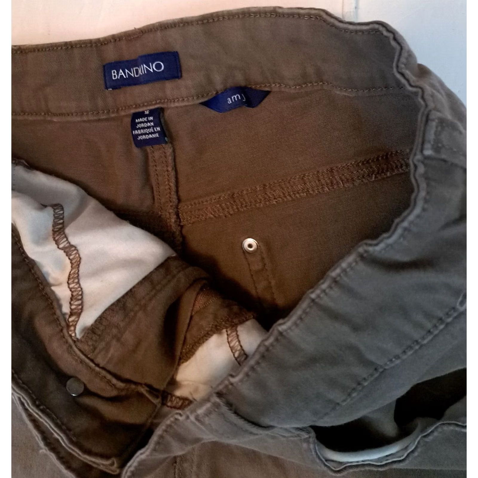 Vintage Bandolino Woman Pants Canvas Khakis 34 in Waist 31 in Inseam 16 Regular Brown 100% Cotton Walking Activewear Womens Size 38" / US 16 / IT 52 - 3 Thumbnail