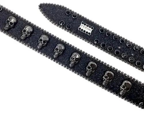 Leather Y2K Rhinestones Skull PU Leather Belt Size ONE SIZE - 4 Thumbnail