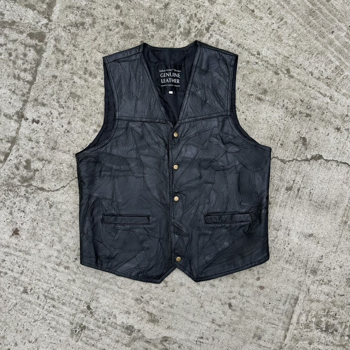 Genuine Leather Vintage Leather Vest Custom Genuine Leather Y2K 00s USA Size US L / EU 52-54 / 3 - 2 Thumbnail