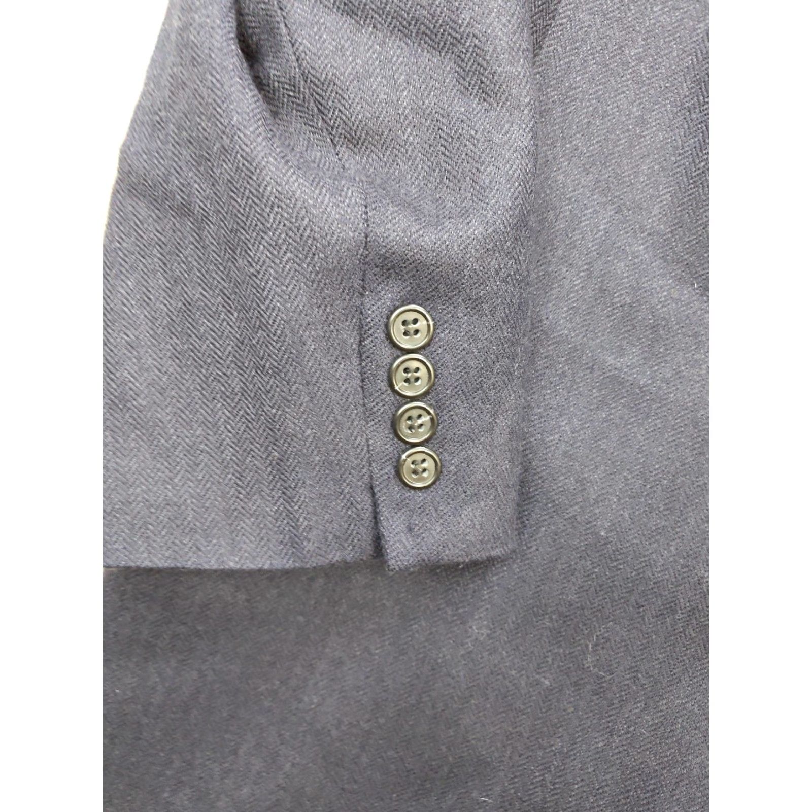 Stafford Stafford Sport Coat Mens 48R Blue Wool Herringbone Tweed Blazer Jacket Notch Lapel 3-Button Front Single-Breasted Formal Business 2 Piece Fall Winter Size 48R - 3 Thumbnail