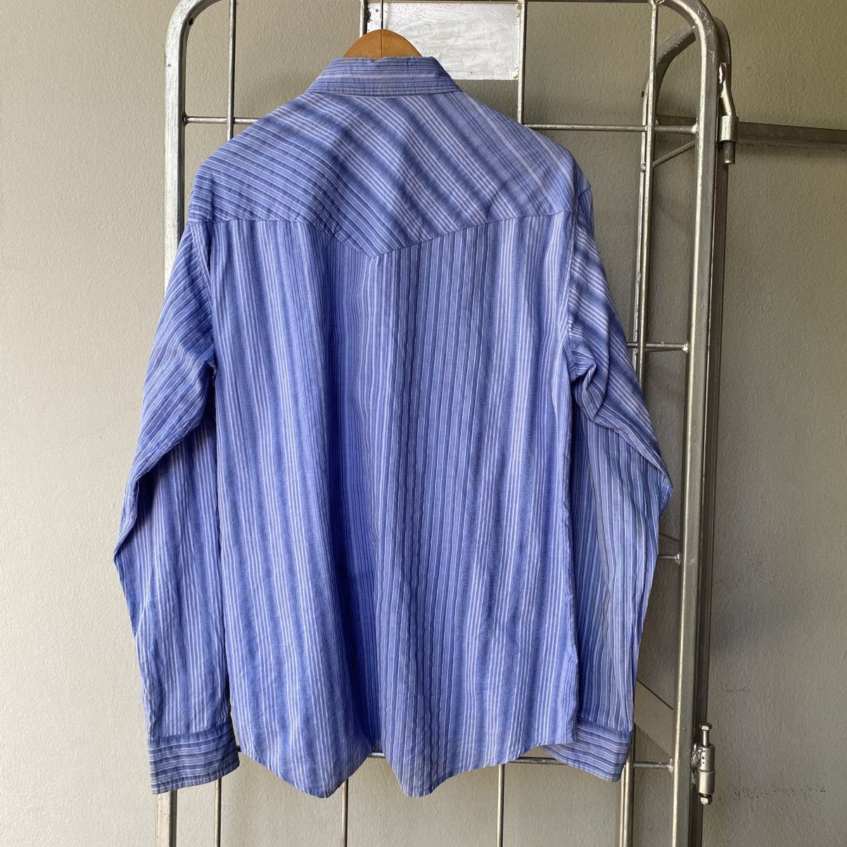 Vintage SHINS AMERICAN Blue Striped Western Shirt Size US L / EU 52-54 / 3 - 2 Thumbnail