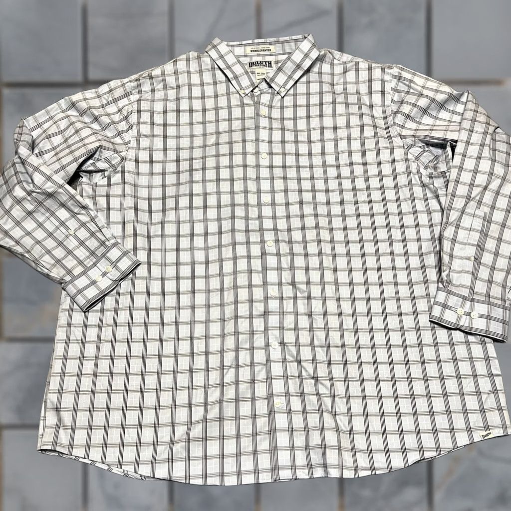 Duluth Trading Company Duluth Shirt Mens 3XL Tall Plaid Wrinkle Fighter Blue Long Sleeve Button Size US XXL / EU 58 / 5 - 1 Thumbnail
