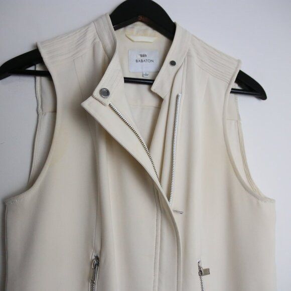 Aritzia Aritzia Babaton Cream Structured Zip Vest Jacket Size XS / US 0-2 / IT 36-38 - 2 Thumbnail