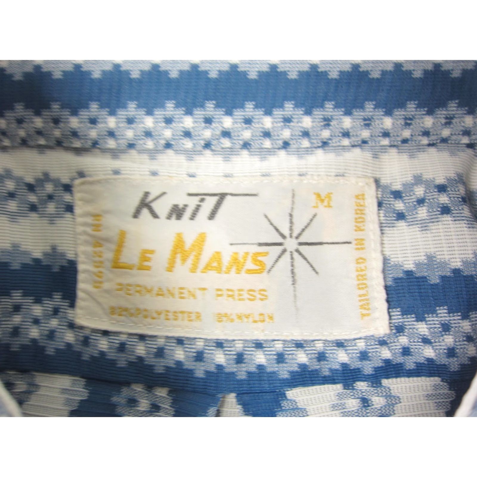 Vintage Knit Le Mans Shirt Mens M Blue Striped Button-Up 60s 70s Vintage Casual Shirt Size US M / EU 48-50 / 2 - 5 Thumbnail