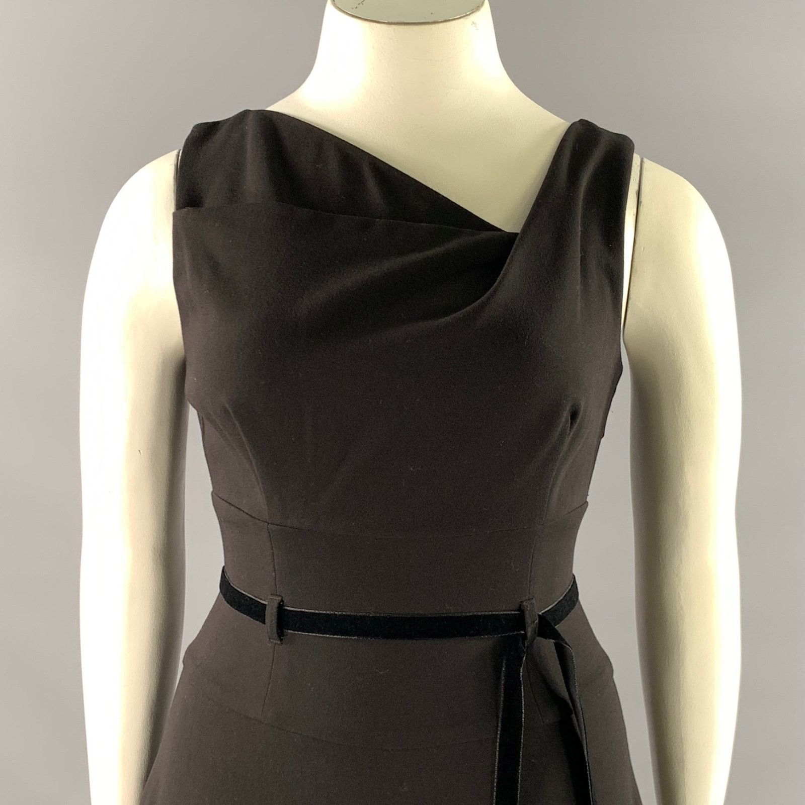 Donna Karan DONNA KARAN Size 6 Black Poly Blend Sheath Mid-Calf Dress Size M / US 6-8 / IT 42-44 - 2 Thumbnail
