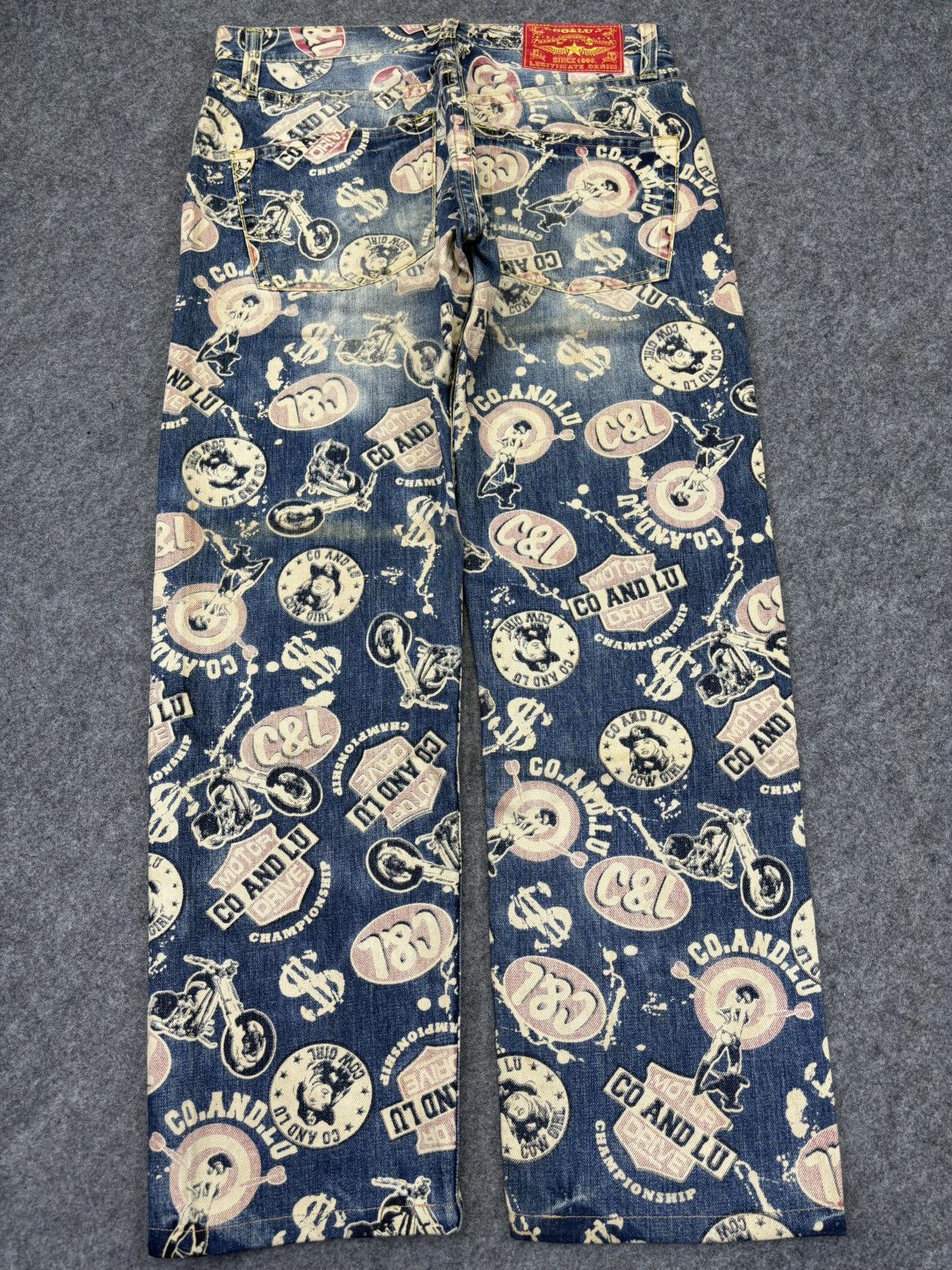 Japanese Brand 💥Hysteric Style💥Co&Lu Full Print Stone Wash Denim F695 Size US 33 - 18 Thumbnail