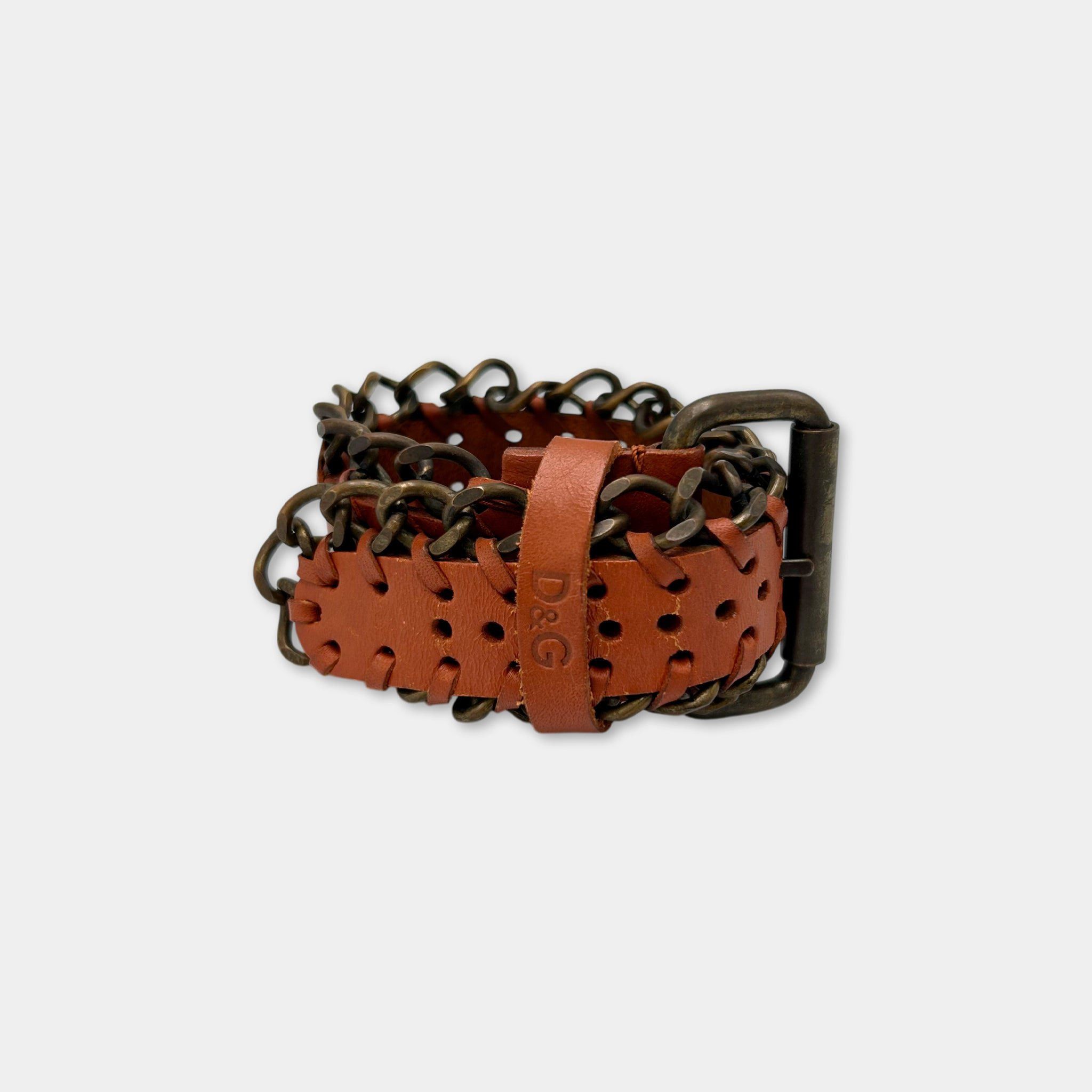 Dolce & Gabbana Dolce & Gabbana 2005 Leather and Silver Chain-Link Bangle Size ONE SIZE - 5 Thumbnail