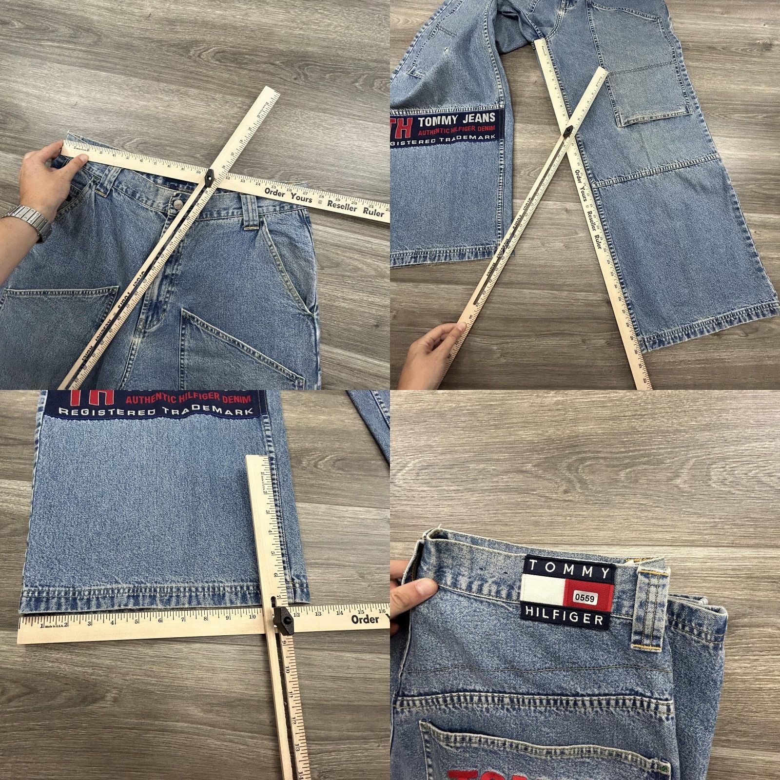 Tommy Hilfiger VINTAGE Tommy Hilfiger Jeans Carpenter Pants Jeans Mens 34x30 Wide-Leg 34 Blue 1990s Tommy Jeans Logo Size US 34 / EU 50 - 8 Thumbnail