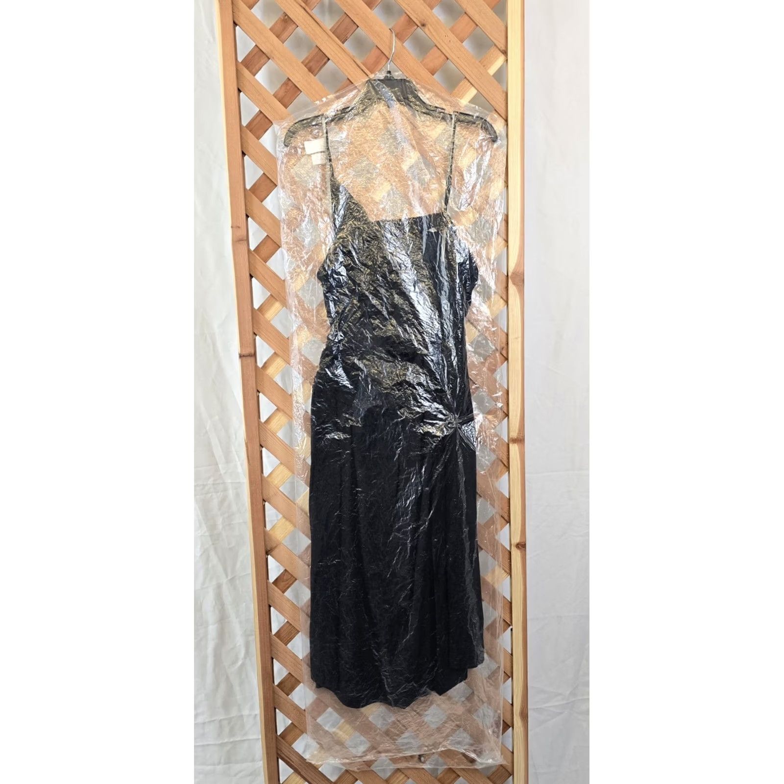 Vintage BCBG New York Sleeveless Asymmetrical Neck Open Back Midi Dress Sz 12 Black - Women, Dress, Midi, Asymmetric, Sleeveless, Zip, 12, Black Size XL / US 12-14 / IT 48-50 - 3 Thumbnail