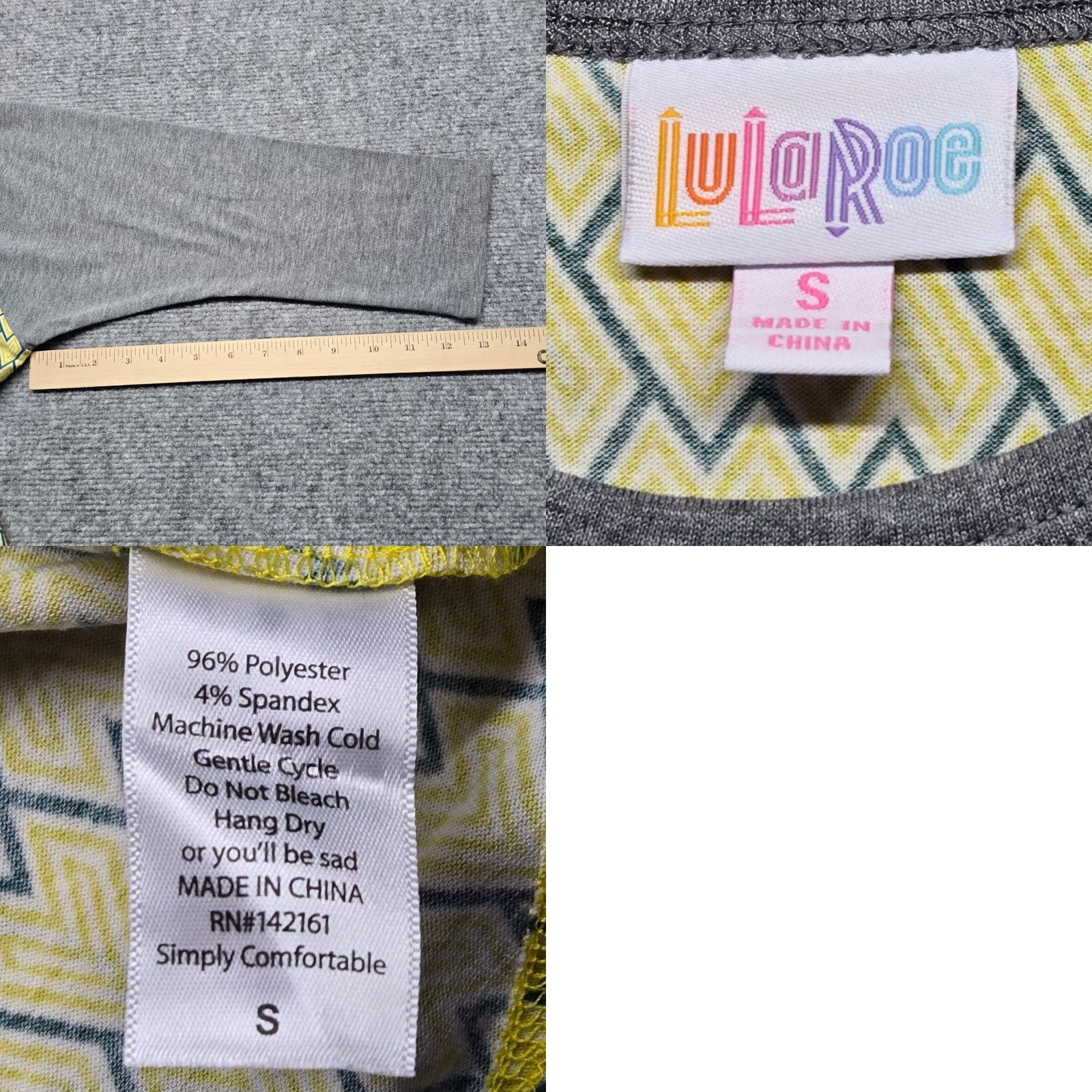 Vintage VINTAGE LuLaRoe Randy T-Shirt Womens S Yellow Gray Geometric Print 3/4 Sleeve Stretch Size S / US 4 / IT 40 - 8 Thumbnail