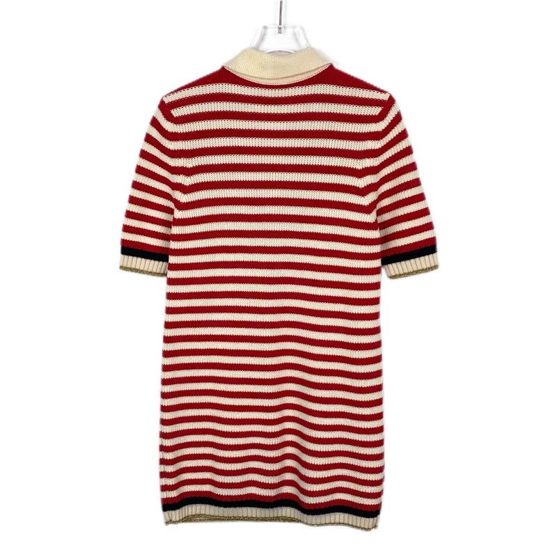 Gucci GucciRed cotton striped knitted short-sleeved dress 2503-Ne Size XS / US 0-2 / IT 36-38 - 2 Thumbnail