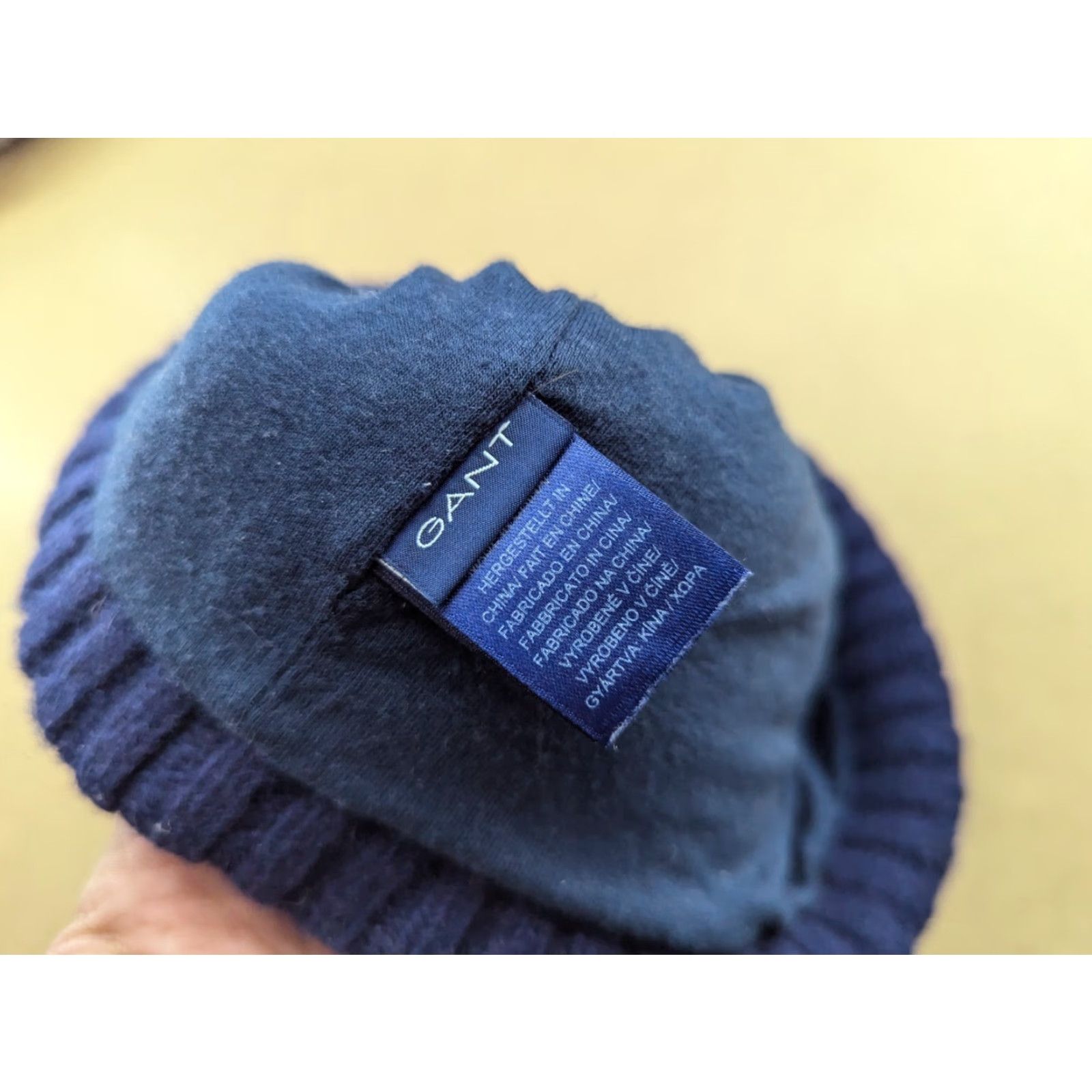 Gant GANT Blue Beanie Hat Wool Cuffed Knitted Insulated Size M Navy Ribbon Unisex Adults Beanie Size ONE SIZE - 5 Thumbnail