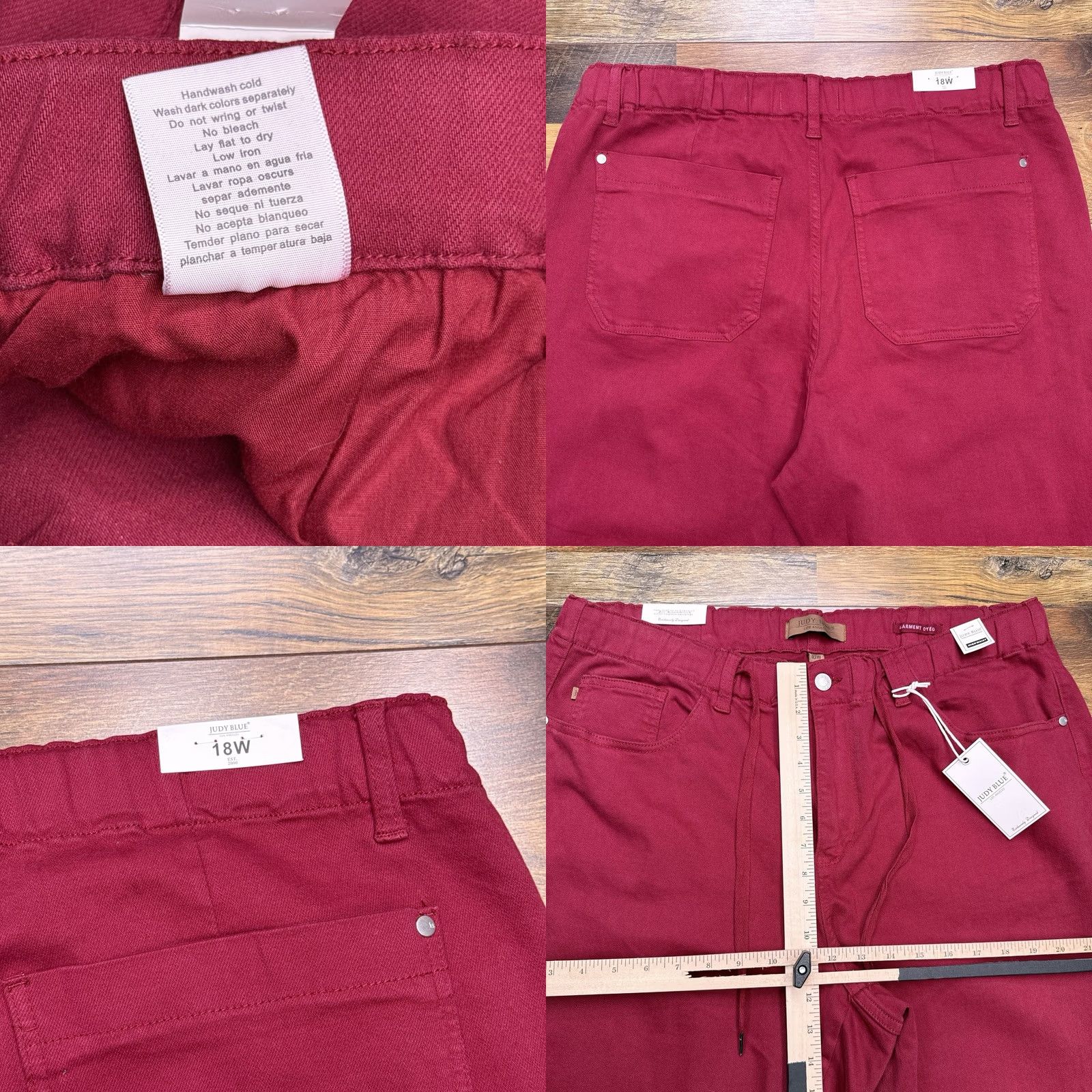 Vintage Judy Blue Jeans Womens 18W High Waisted Skinny Stretch Red Denim 5-Pocket City Stable High Rise Regular Plus Womens Size 40" / US 18 - 8 Thumbnail