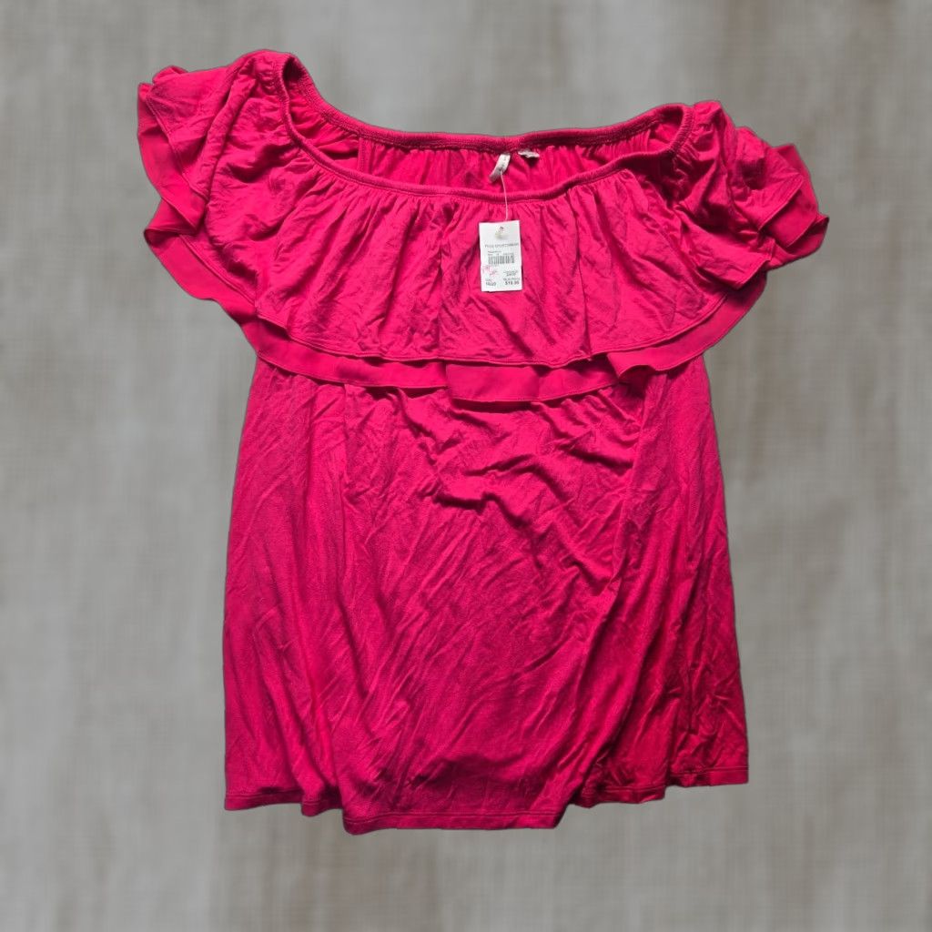 Pinko EST. 1946 Women's Shirt Pink Off The Shoulder 18/20 Plus Flutter Sleeve Paisley Blouse Tunic Regular Adult Women Size 3XL / US 20-22 - 1 Thumbnail