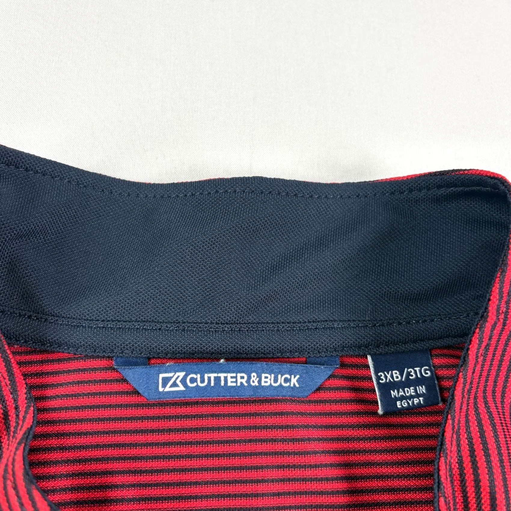Cutter & Buck Cutter & Buck Shirt Mens 3XB Big Red Striped Golf Pullover 1/4 Zip Performance Size US XXL / EU 58 / 5 - 3 Thumbnail