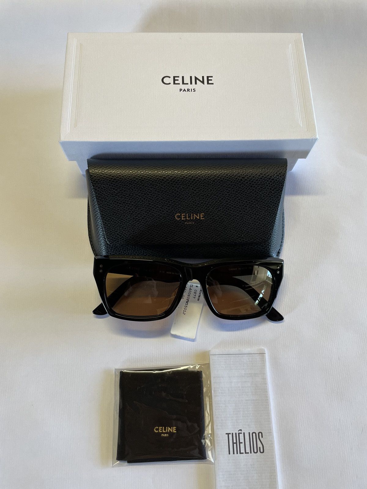 Celine Celine CL40060F 01J Square Sunglasses Black/Brown Lens Size ONE SIZE - 7 Thumbnail