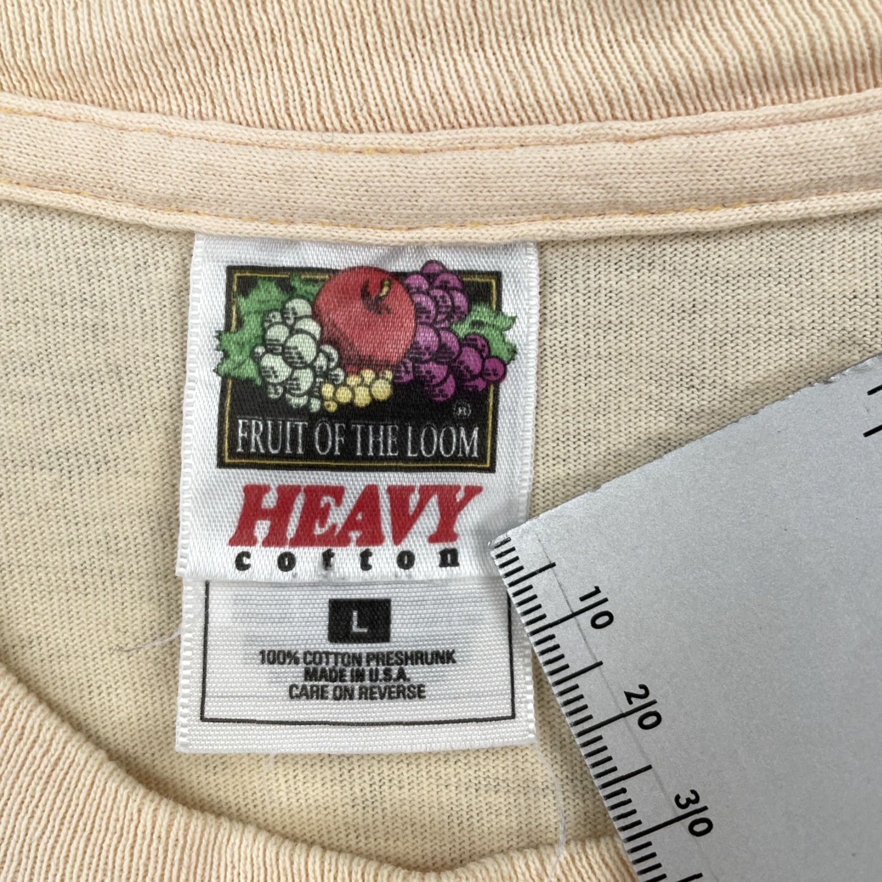 Fruit Of The Loom VINTAGE Fruit Of The Loom Shirt L Yellow Short Sleeve Crew Neck Mens USA 90s (Compiled from Original) Size US L / EU 52-54 / 3 - 7 Thumbnail