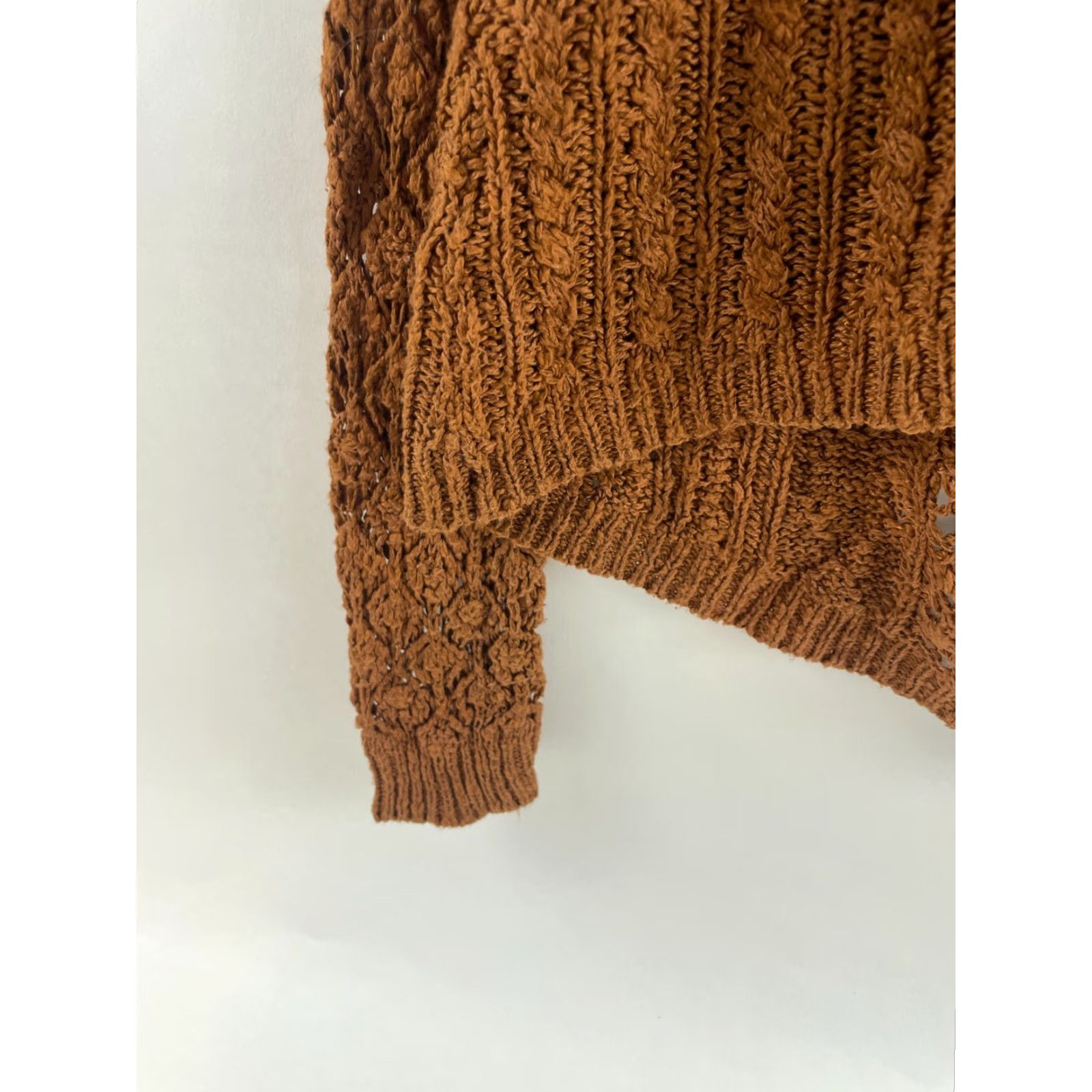 Vintage Maurices Sweater Women's Size M Brown Loose Knit Pullover Crew Neck Semi Sheer Knit Shirt Size M / US 6-8 / IT 42-44 - 4 Thumbnail