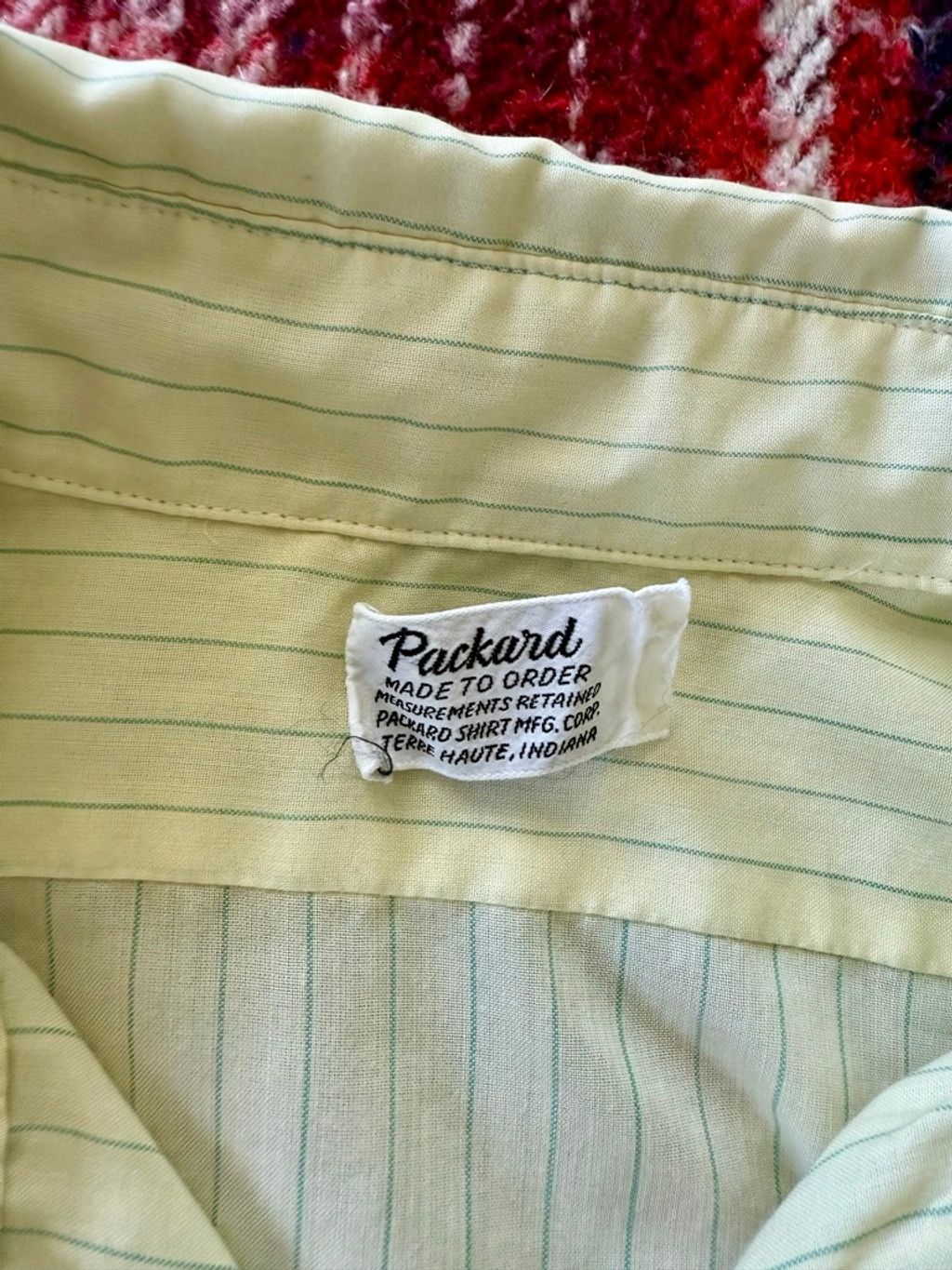 Vintage 50s Yellow/Green Stripe French Cuff Dress Shirt L Size L / US 10 / IT 46 - 4 Thumbnail
