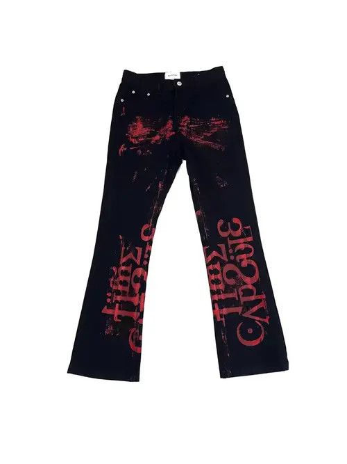 VIBE Handmade monogrammed Y2K punk micro flare jeans Size US 30 / EU 46 - 1 Preview