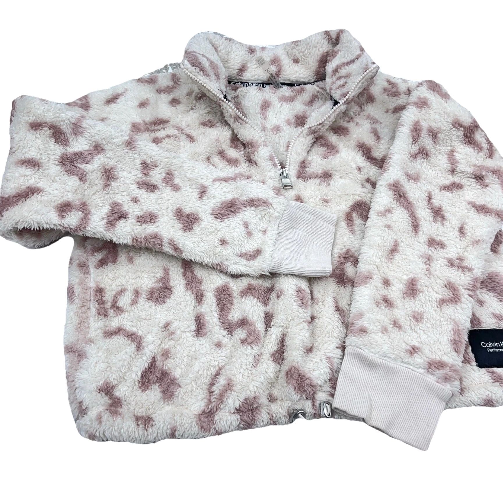 Calvin Klein Calvin Klein Sweatshirt Women Medium Leopard Crop Top Deep Pile Sherpa Sweater Size M / US 6-8 / IT 42-44 - 4 Thumbnail