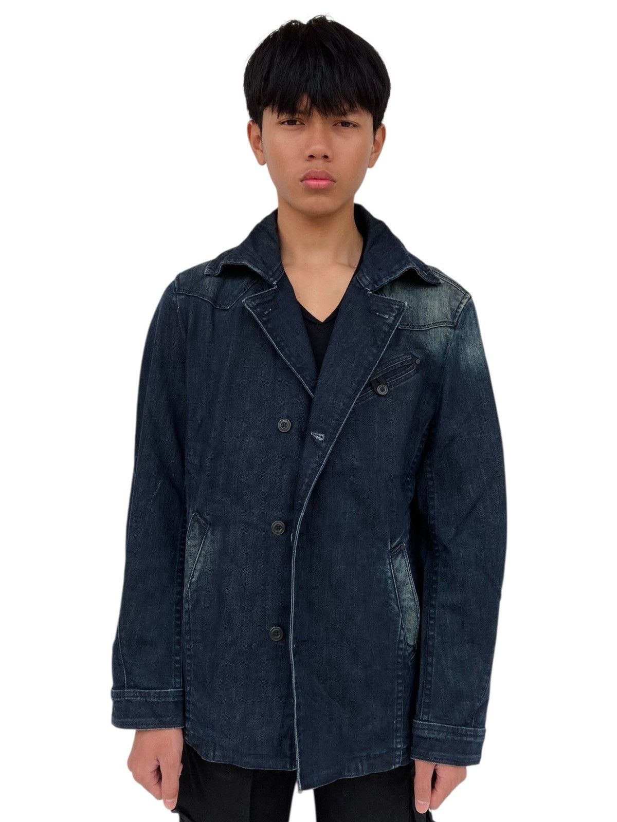 Isamu Katayama Backlash 2000s Hideway Nicole - Asymetrical Button Denim Jacket Size US M / EU 48-50 / 2 - 4 Thumbnail