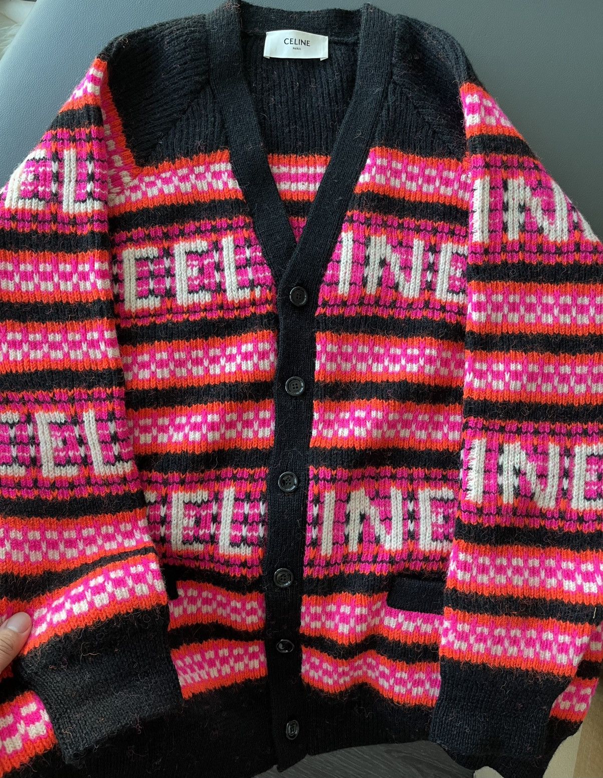 Celine × Hedi Slimane Super Runway Celine Hedi Slimane Logo Cardigan Coat Rare Size US L / EU 52-54 / 3 - 5 Thumbnail