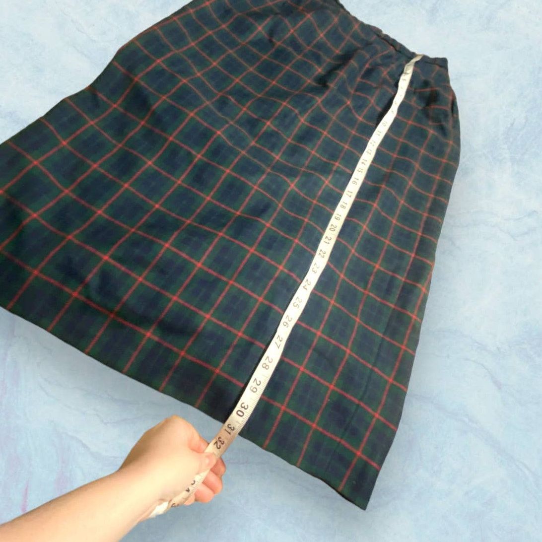 Pendleton Pendleton Vintage Virgin Wool Green Tartan Midi Skirt 12 Size 29" - 2 Thumbnail