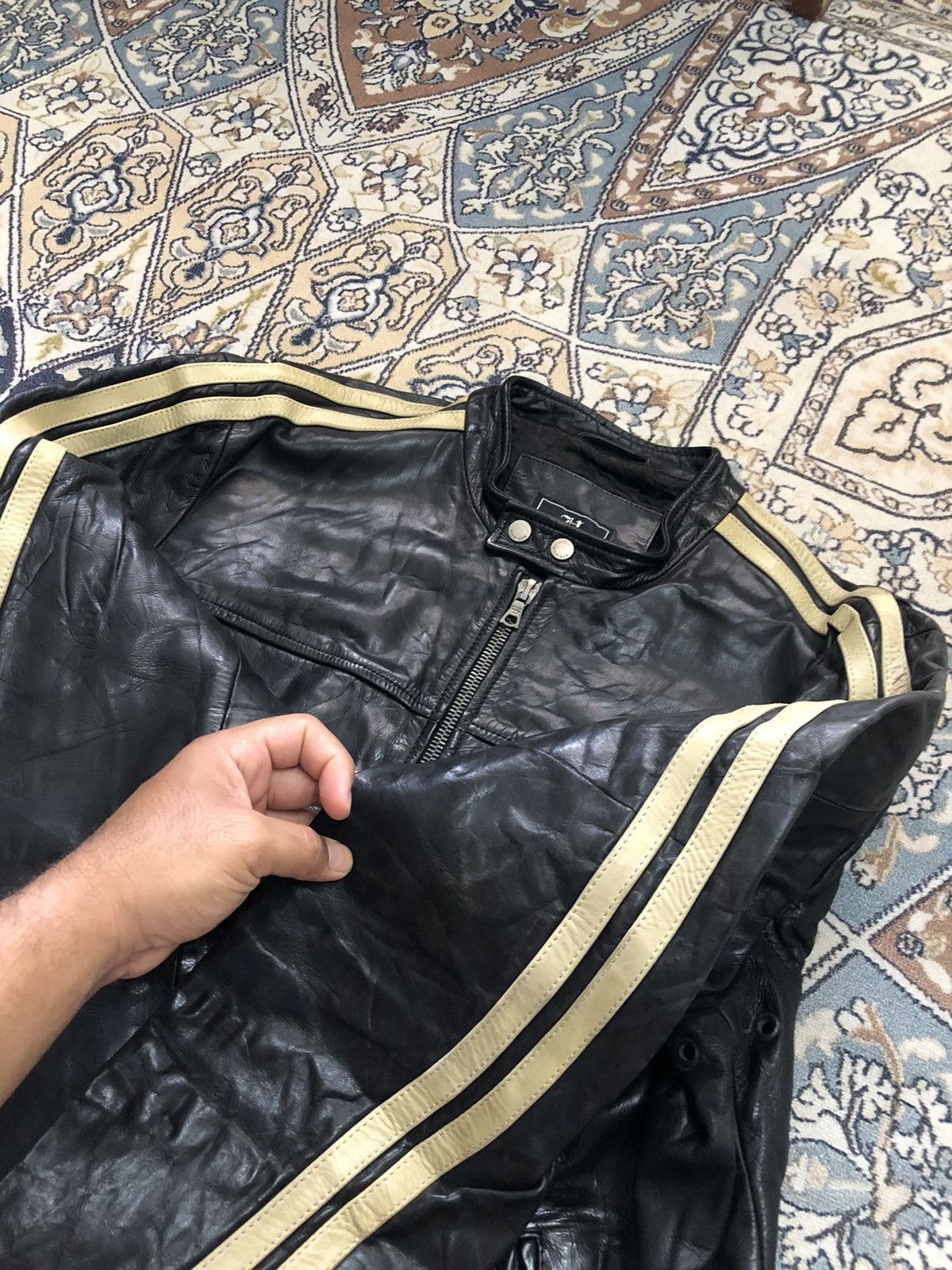Tommy Hilfiger Rare❗️Tommy Hilfiger Premium Cafe Racer Leather Jacket Size US L / EU 52-54 / 3 - 9 Thumbnail
