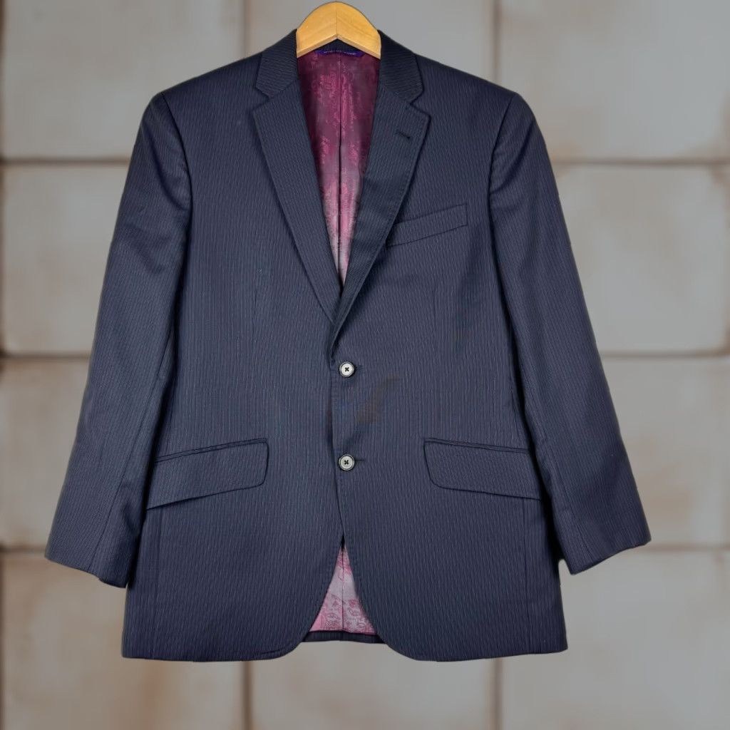 Ted Baker Ted Baker Blazer / Jacket Dark Blue Striped 2 Piece Endurance ~40R Regular Fit Notch Lapel Double-Vented Four-Button Six-piece? Size 40R - 1 Thumbnail