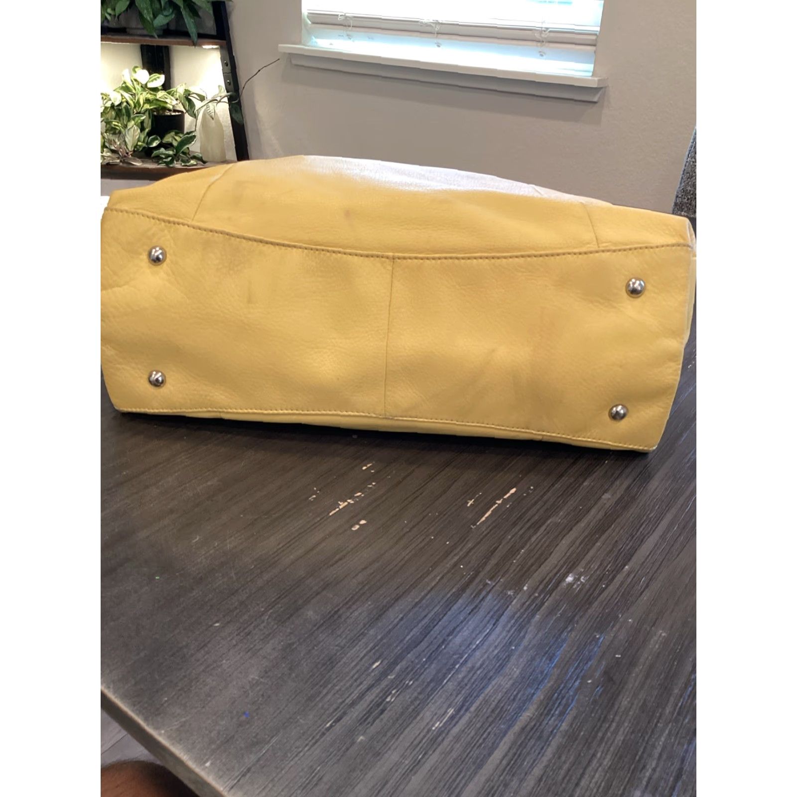Vintage B. Makowsky Stone leather Shoulder Bag Large Spacious Yellow Size ONE SIZE - 5 Thumbnail