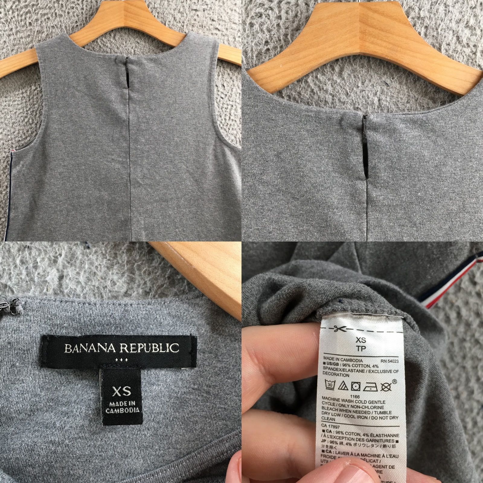 Banana Republic Banana Republic Womens XS Gray Cotton Blend Sleeveless Scoop Neck Tank Top Size XS / US 0-2 / IT 36-38 - 8 Thumbnail
