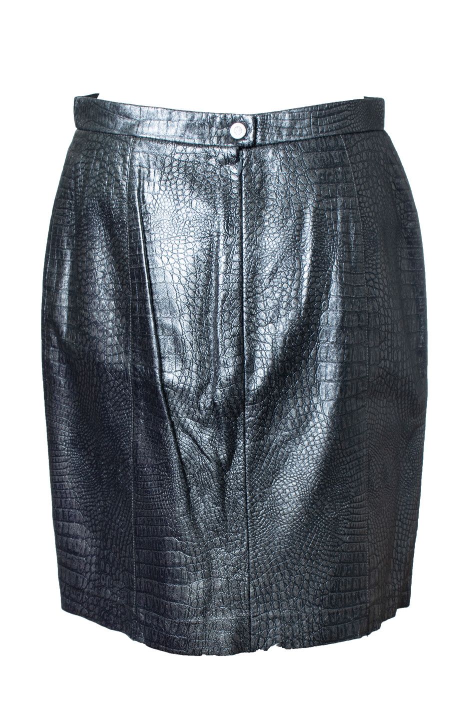 Escada Escada, croc embossed metallic leather skirt Size 28" / US 6 / IT 42 - 2 Thumbnail