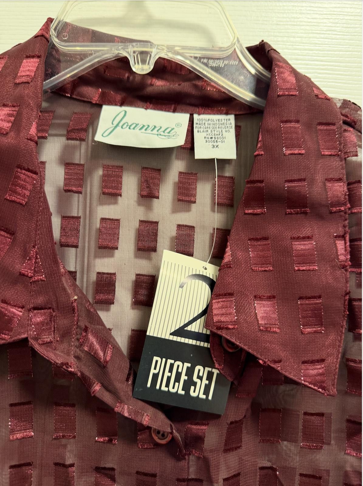 Faded Glory Vintage Rich Burgundy Joanna Plus Blouse 3X Size M / US 6-8 / IT 42-44 - 3 Thumbnail