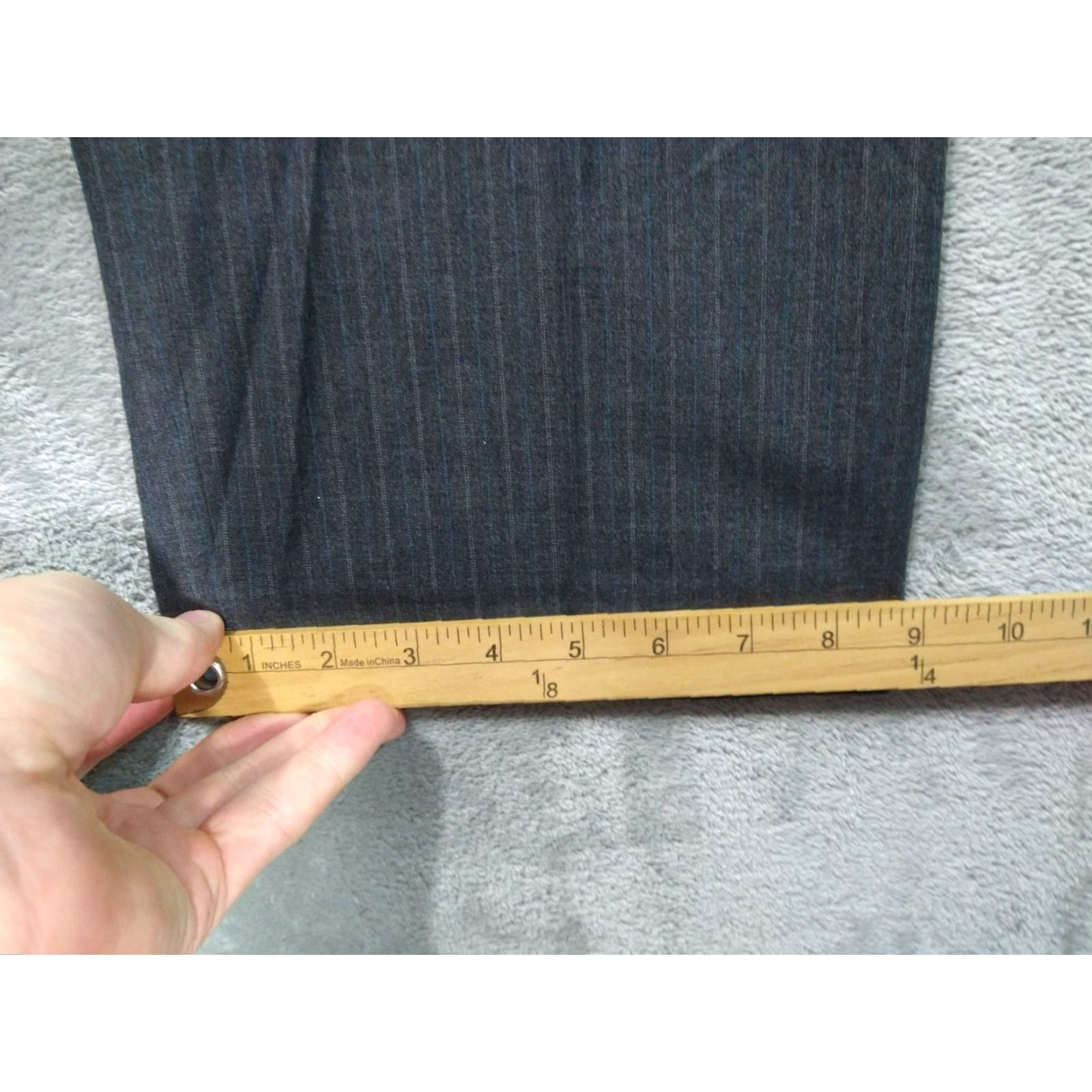 Banana Republic Banana Republic Dress Pants Mens 35x30 Gray Striped Tailored Fit Flat Front Size US 35 - 6 Thumbnail