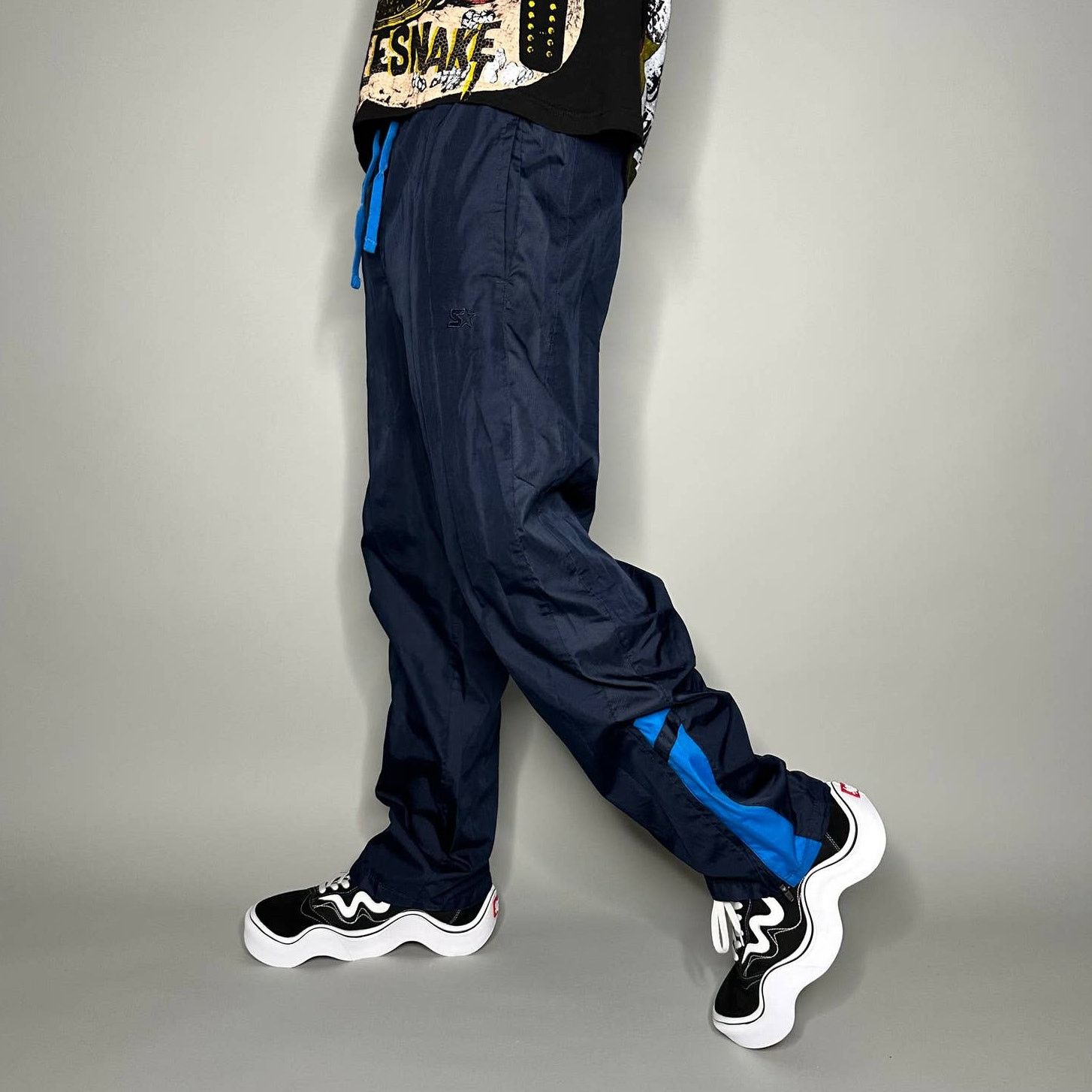 Starter Vintage 90s Starter Track Pants Mens S Navy Blue Polyester Size US 30 / EU 46 - 1 Thumbnail