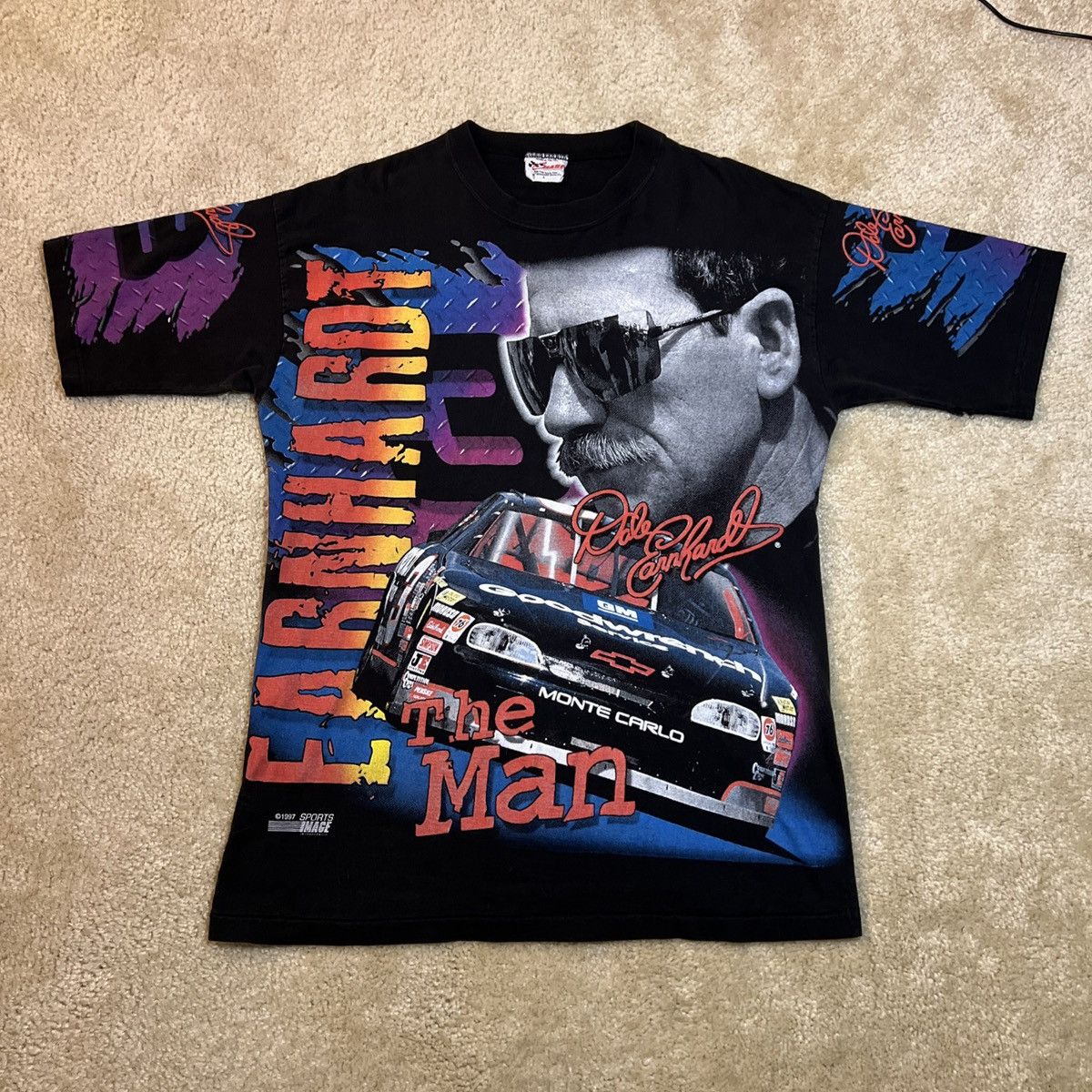 NASCAR Dale Earnhardt Shirt Mens Black AOP Big Face Nascar Size US XL / EU 56 / 4 - 1 Thumbnail